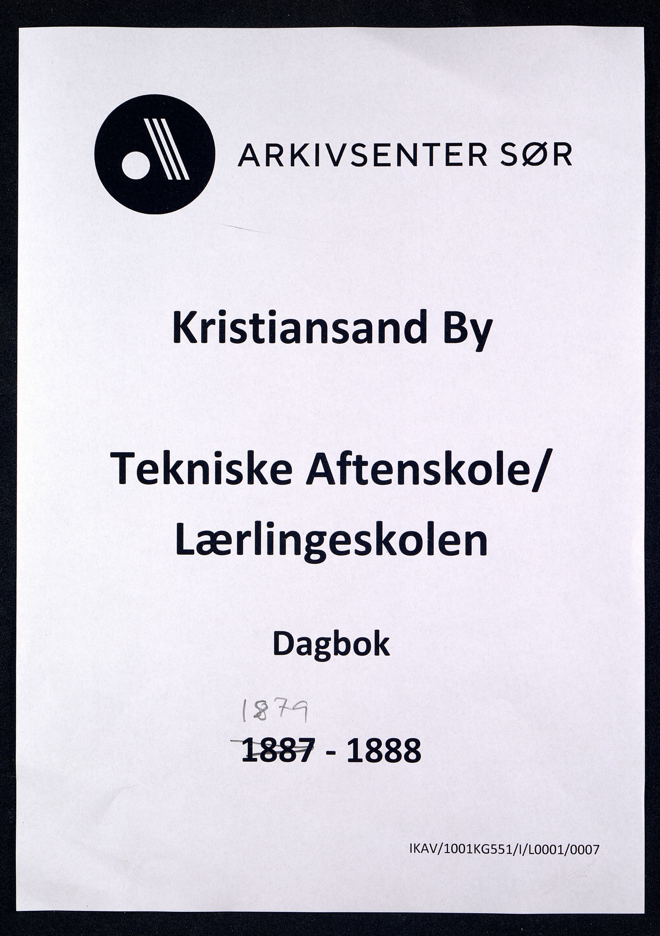Kristiansand By - Kristiansand Tekniske Aftenskole/Lærlingeskolen, IKAV/1001KG551/I/L0001/0007: Dagbøker / Dagbok, 1887-1888