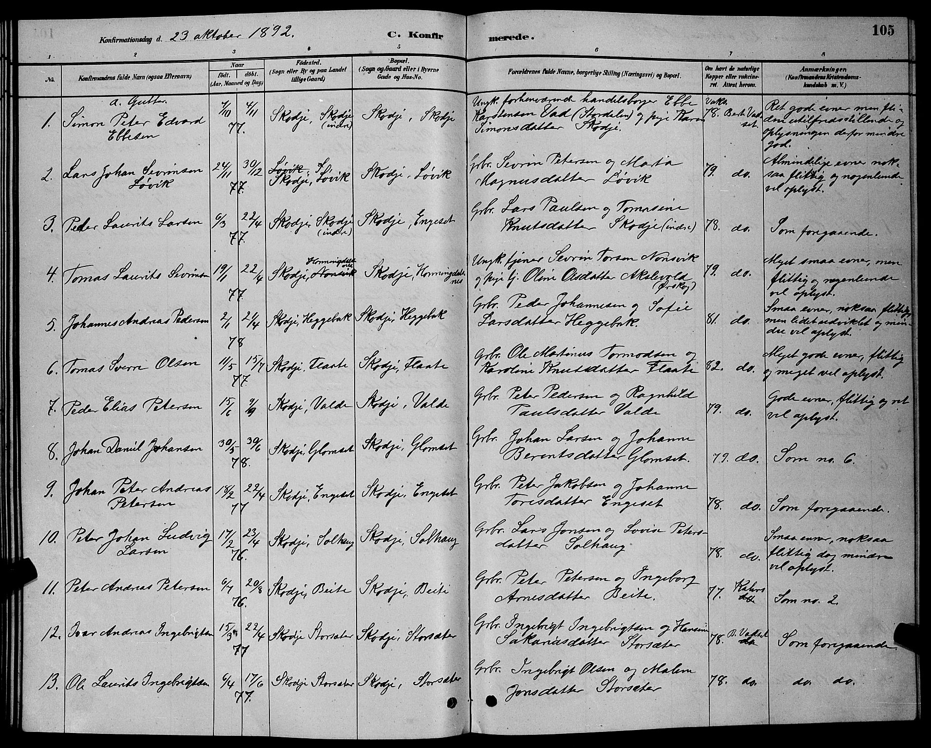 Ministerialprotokoller, klokkerbøker og fødselsregistre - Møre og Romsdal, SAT/A-1454/524/L0365: Klokkerbok nr. 524C06, 1880-1899, s. 105