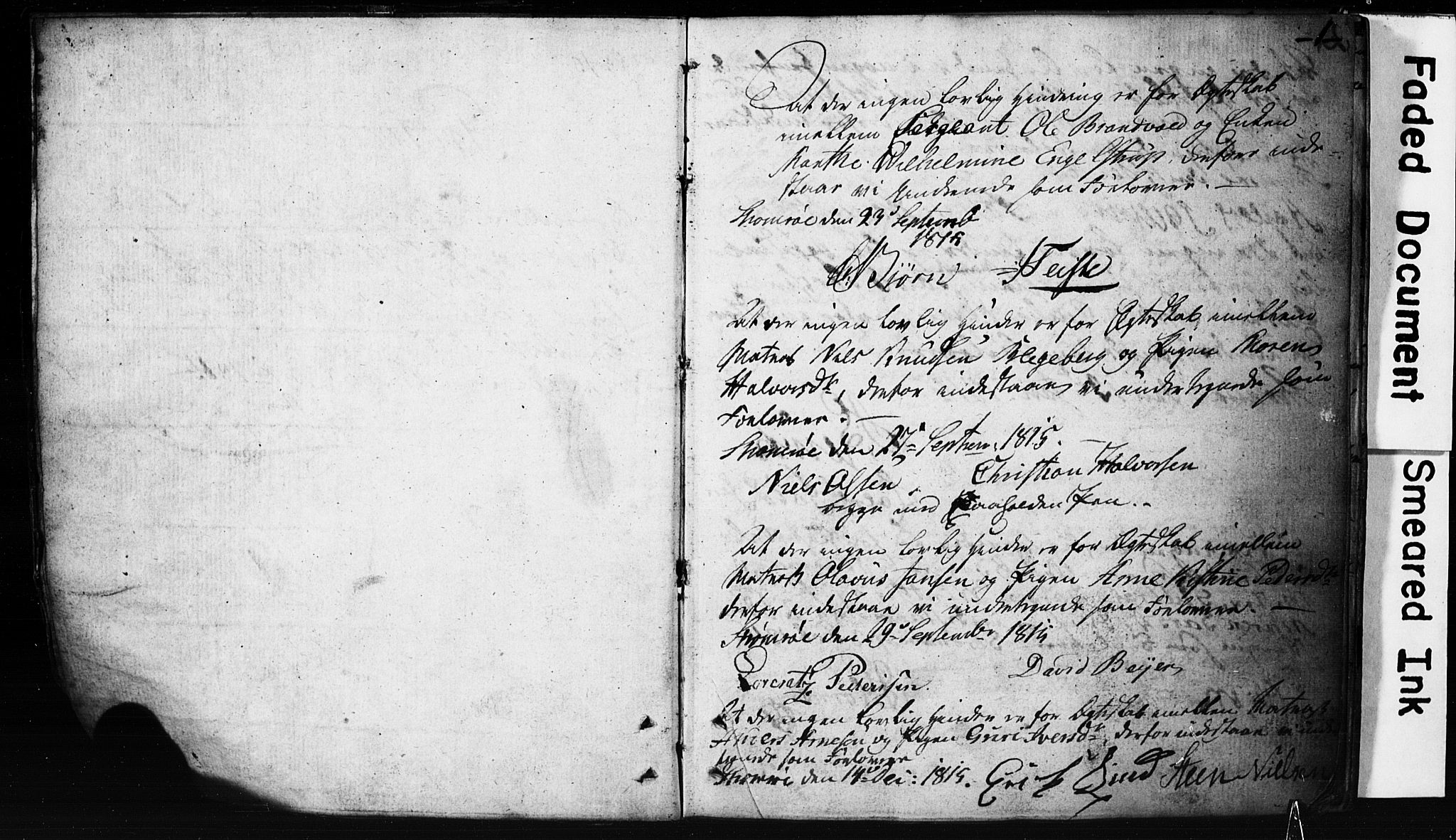 Strømsø kirkebøker, SAKO/A-246/H/Hb/L0002: Forlovererklæringer nr. 2, 1815-1857, s. 1