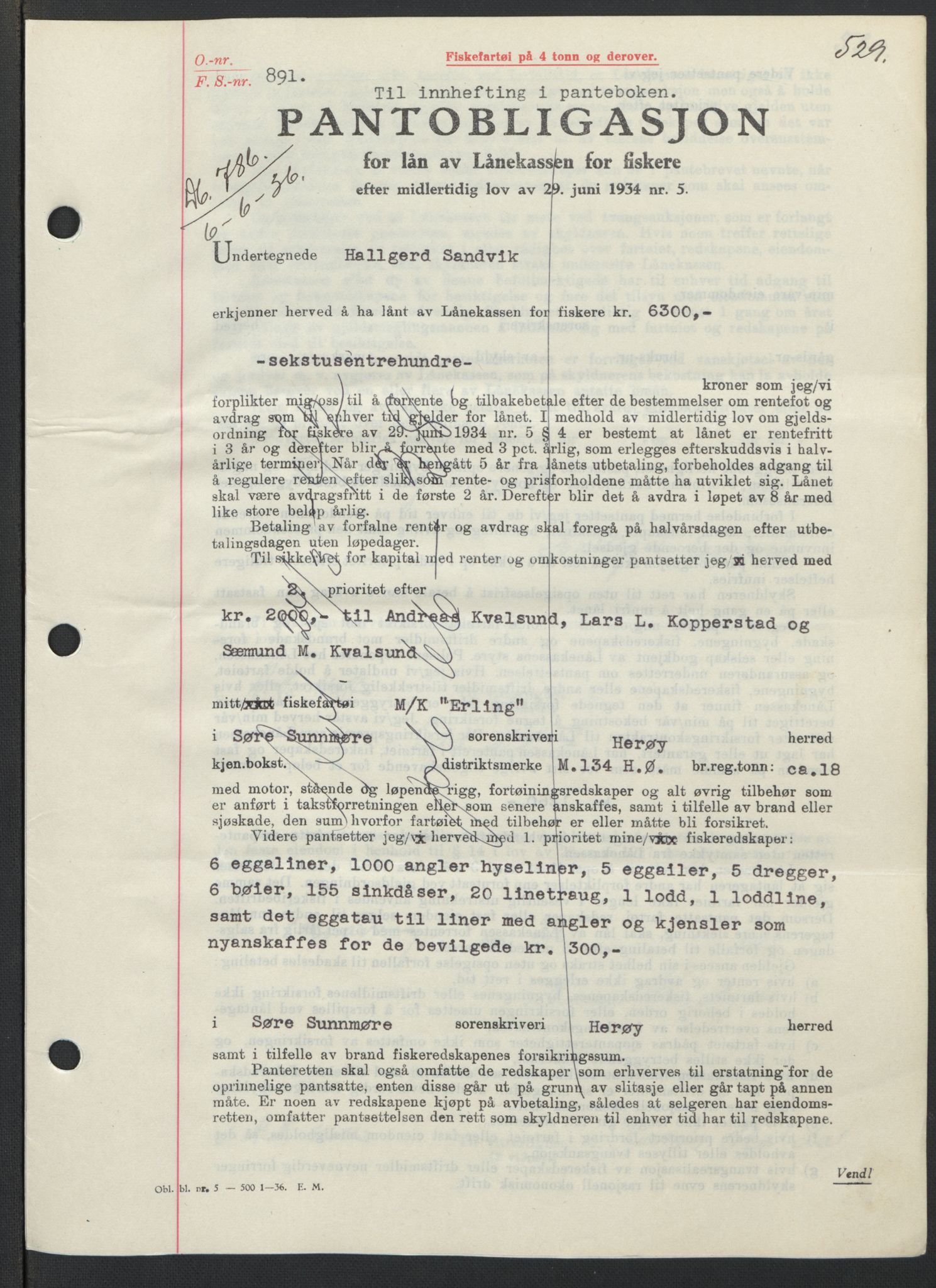 Søre Sunnmøre sorenskriveri, AV/SAT-A-4122/1/2/2C/L0060: Pantebok nr. 54, 1935-1936, Tingl.dato: 06.06.1936