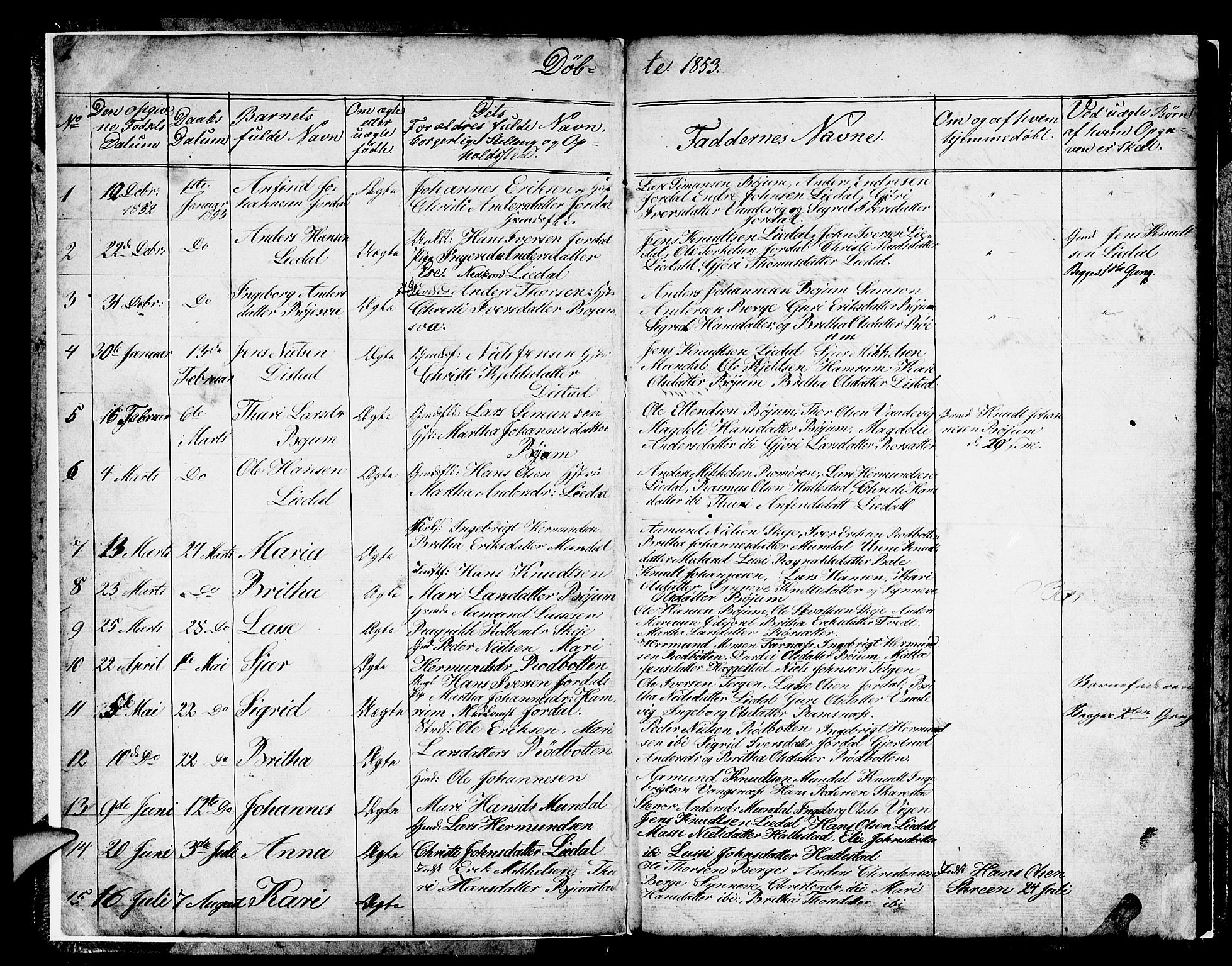 Balestrand sokneprestembete, AV/SAB-A-79601/H/Hab/Habb/L0001: Klokkerbok nr. B 1, 1853-1879, s. 1