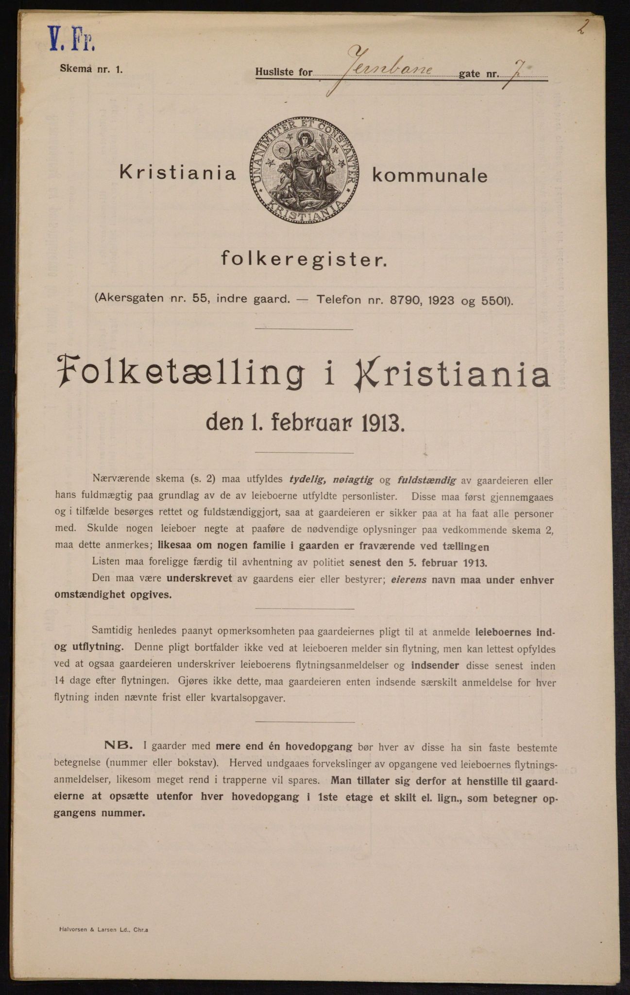 OBA, Kommunal folketelling 1.2.1913 for Kristiania, 1913, s. 46558