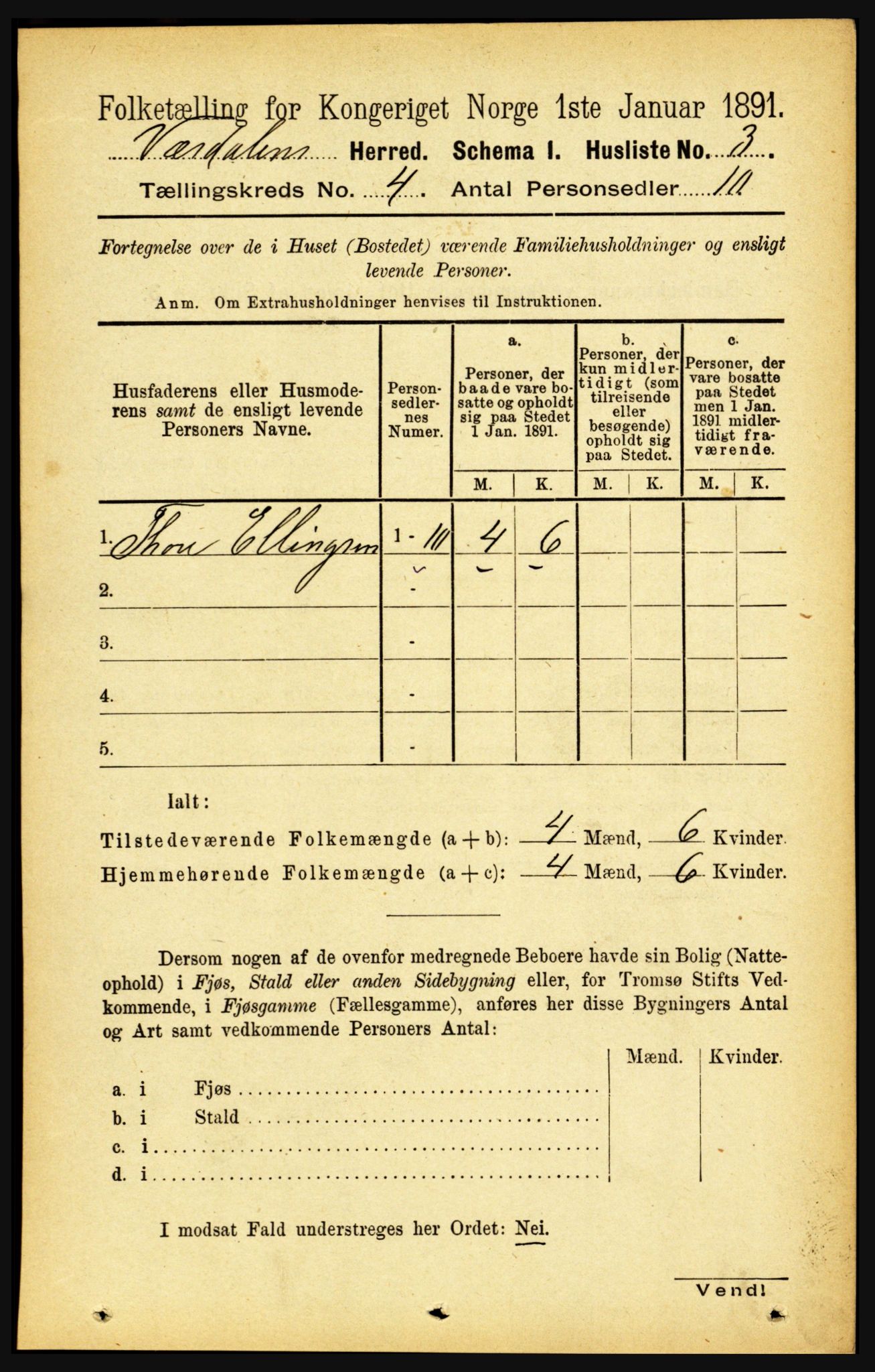 RA, Folketelling 1891 for 1721 Verdal herred, 1891, s. 2406