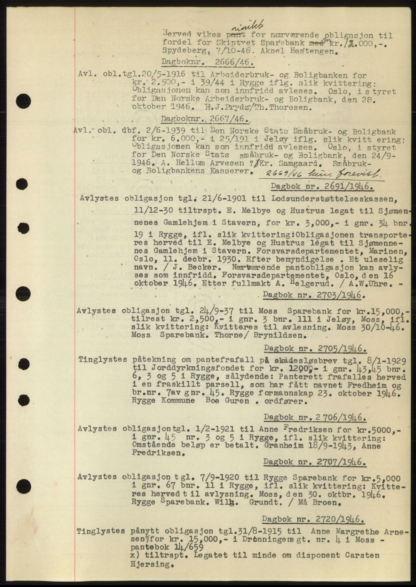 Moss sorenskriveri, SAO/A-10168: Pantebok nr. C10, 1938-1950, Dagboknr: 2666/1946