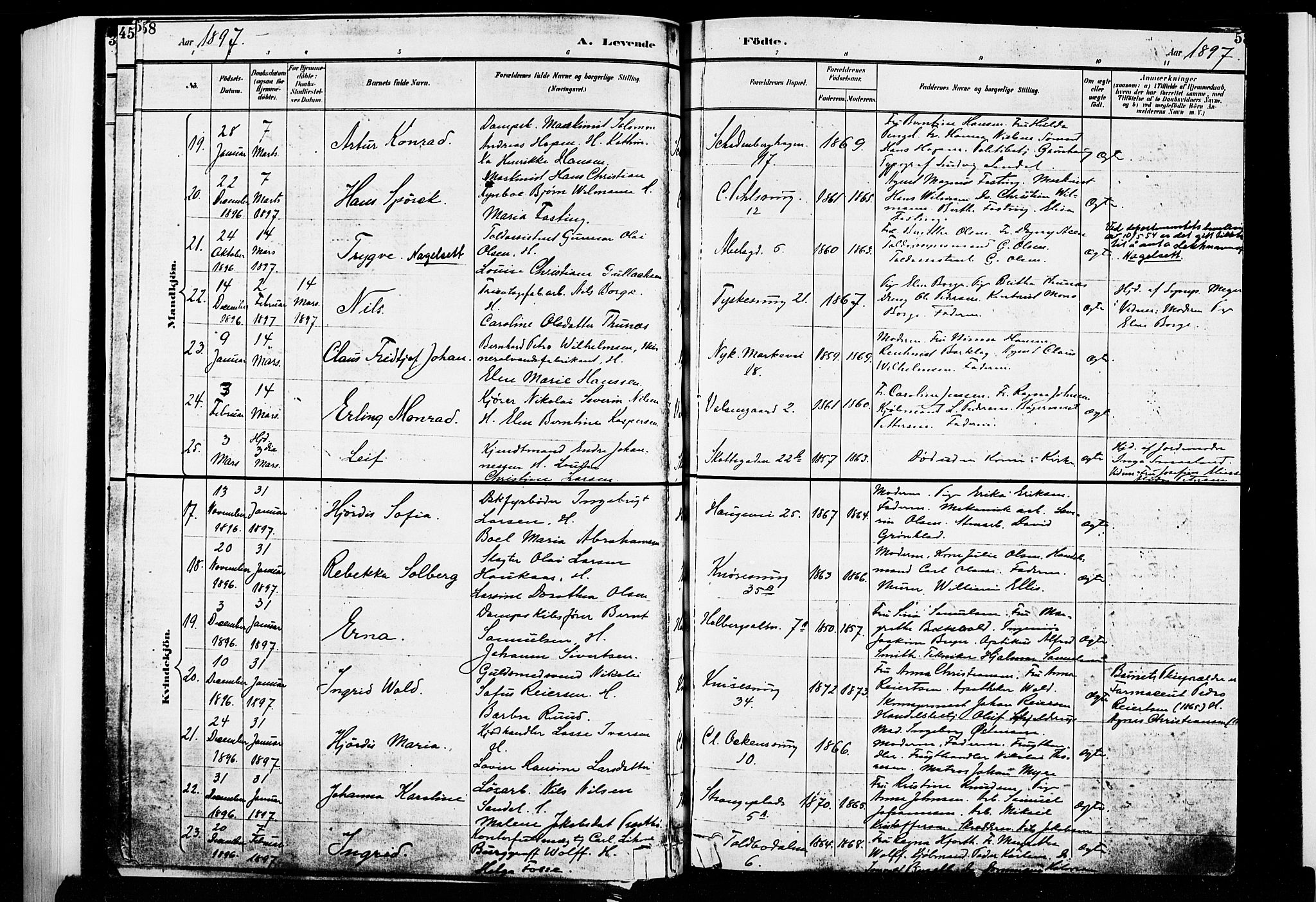 Nykirken Sokneprestembete, AV/SAB-A-77101/H/Hab: Klokkerbok nr. B 3, 1895-1899, s. 58