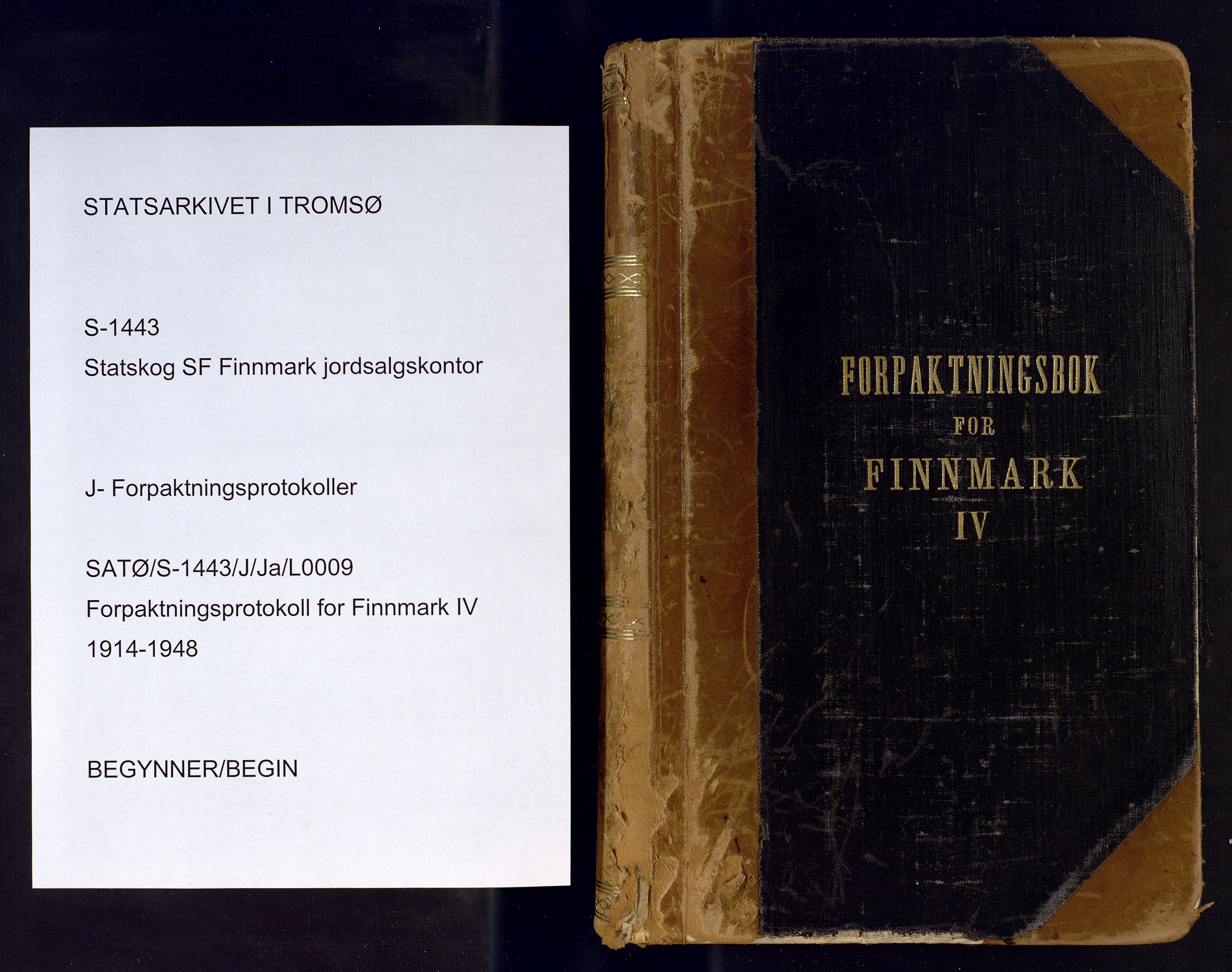 Finnmark jordsalgskommisjon/jordsalgskontor og Statskog SF Finnmark jordsalgskontor, AV/SATØ-S-1443/J/Ja/L0009: Forpaktningsbok for Finnmark IV, 1914-1948
