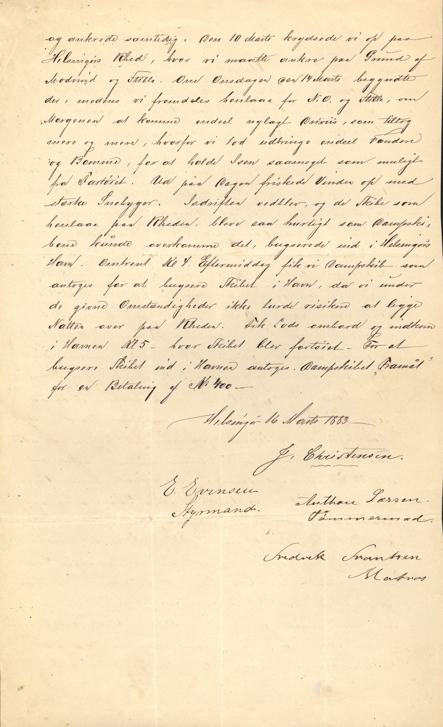 Pa 63 - Østlandske skibsassuranceforening, VEMU/A-1079/G/Ga/L0016/0011: Havaridokumenter / Elise, Dux, Dagmar, Dacapo, Louis, Iphignia, 1883, s. 33