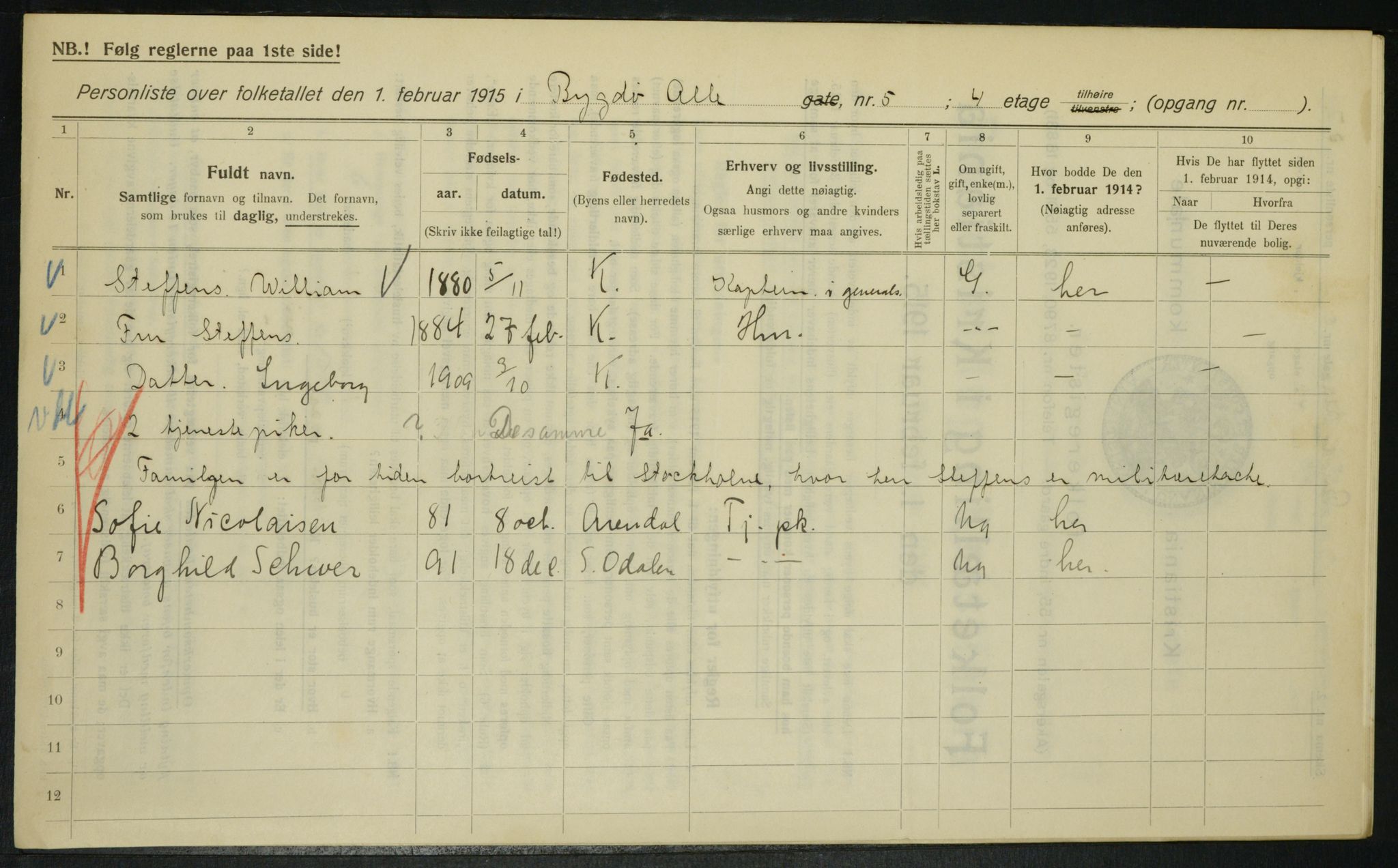 OBA, Kommunal folketelling 1.2.1915 for Kristiania, 1915, s. 10215