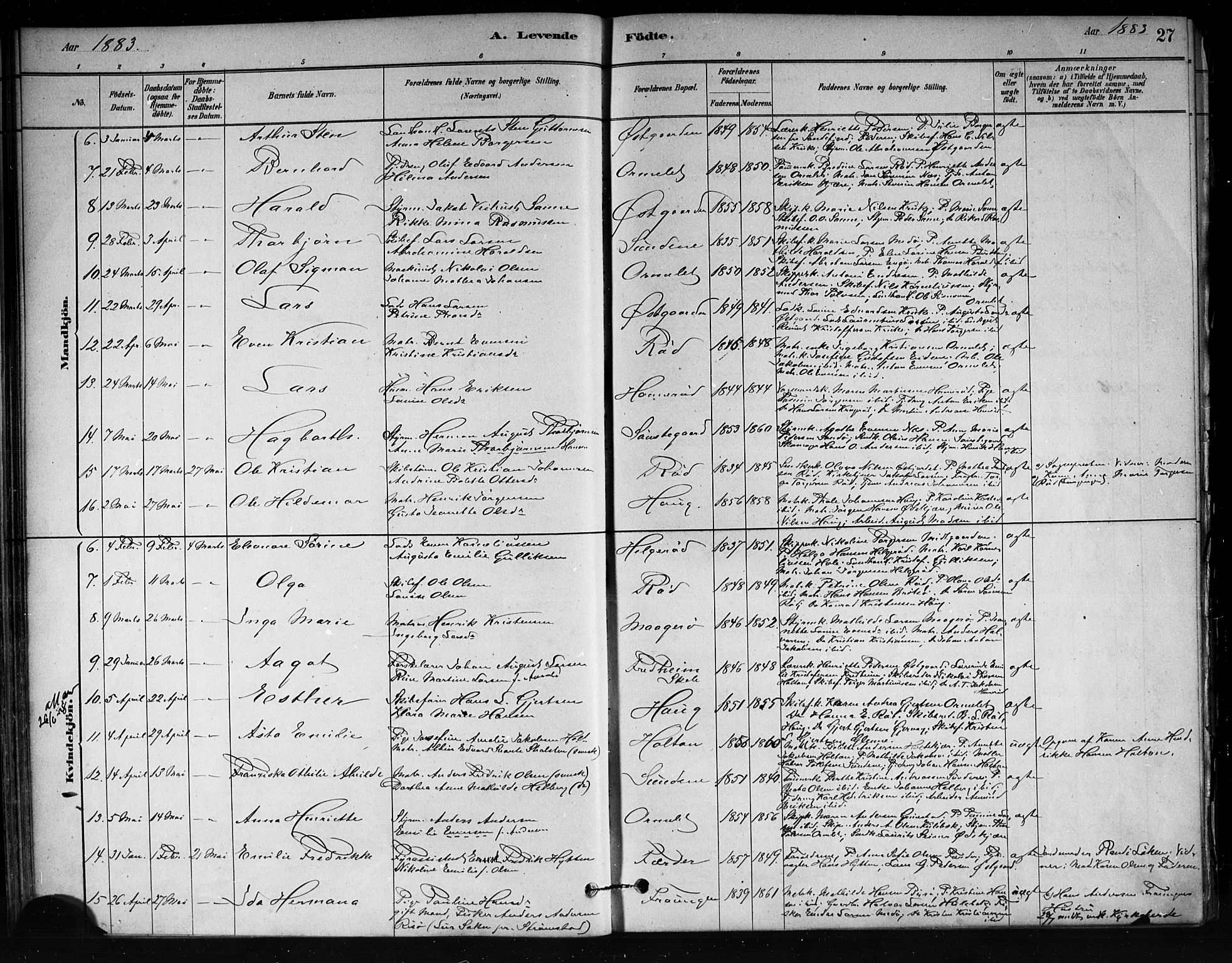 Tjøme kirkebøker, AV/SAKO-A-328/F/Fa/L0001: Ministerialbok nr. I 1, 1879-1890, s. 27