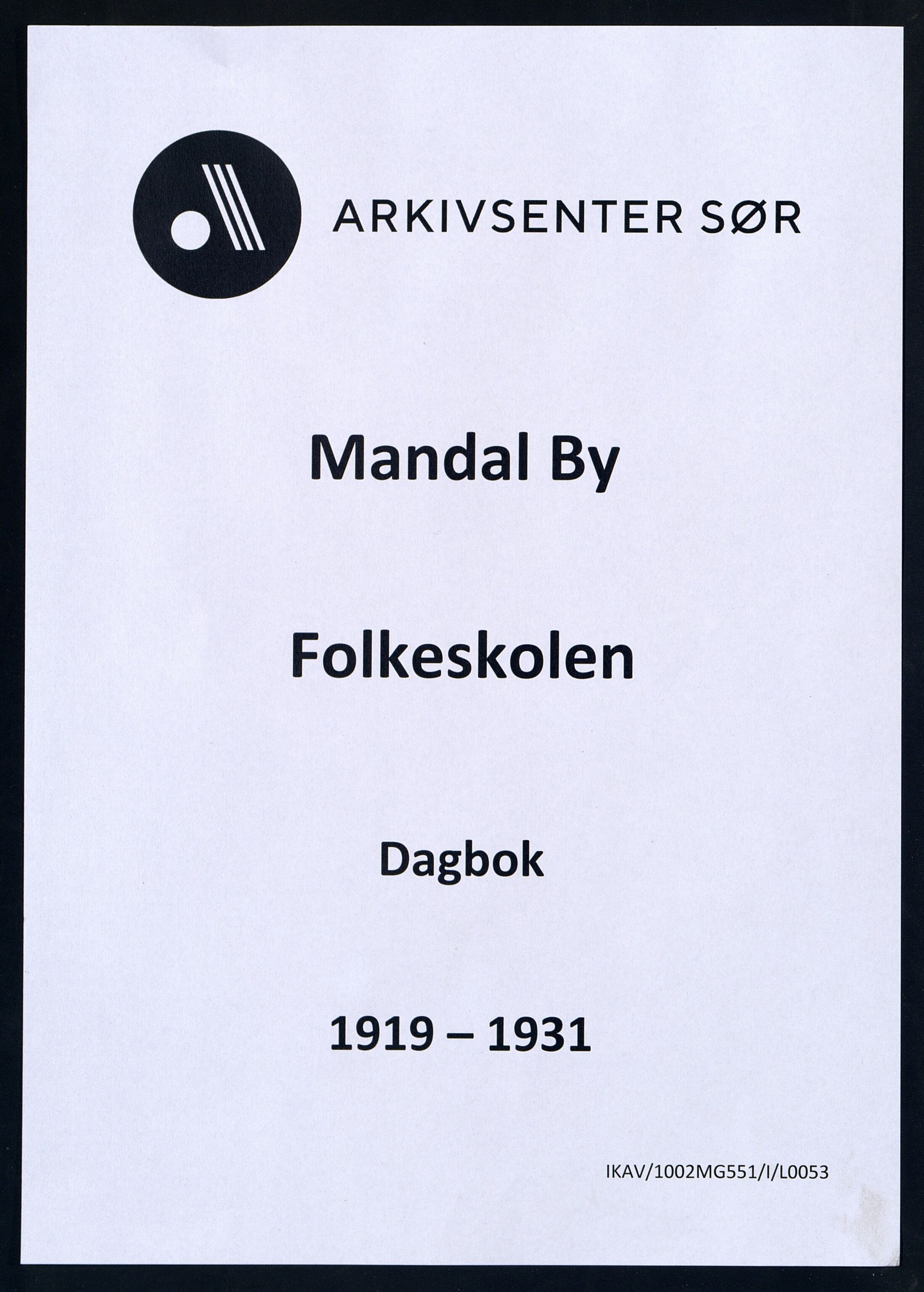 Mandal By - Mandal Allmueskole/Folkeskole/Skole, IKAV/1002MG551/I/L0053: Dagbok, 1919-1931