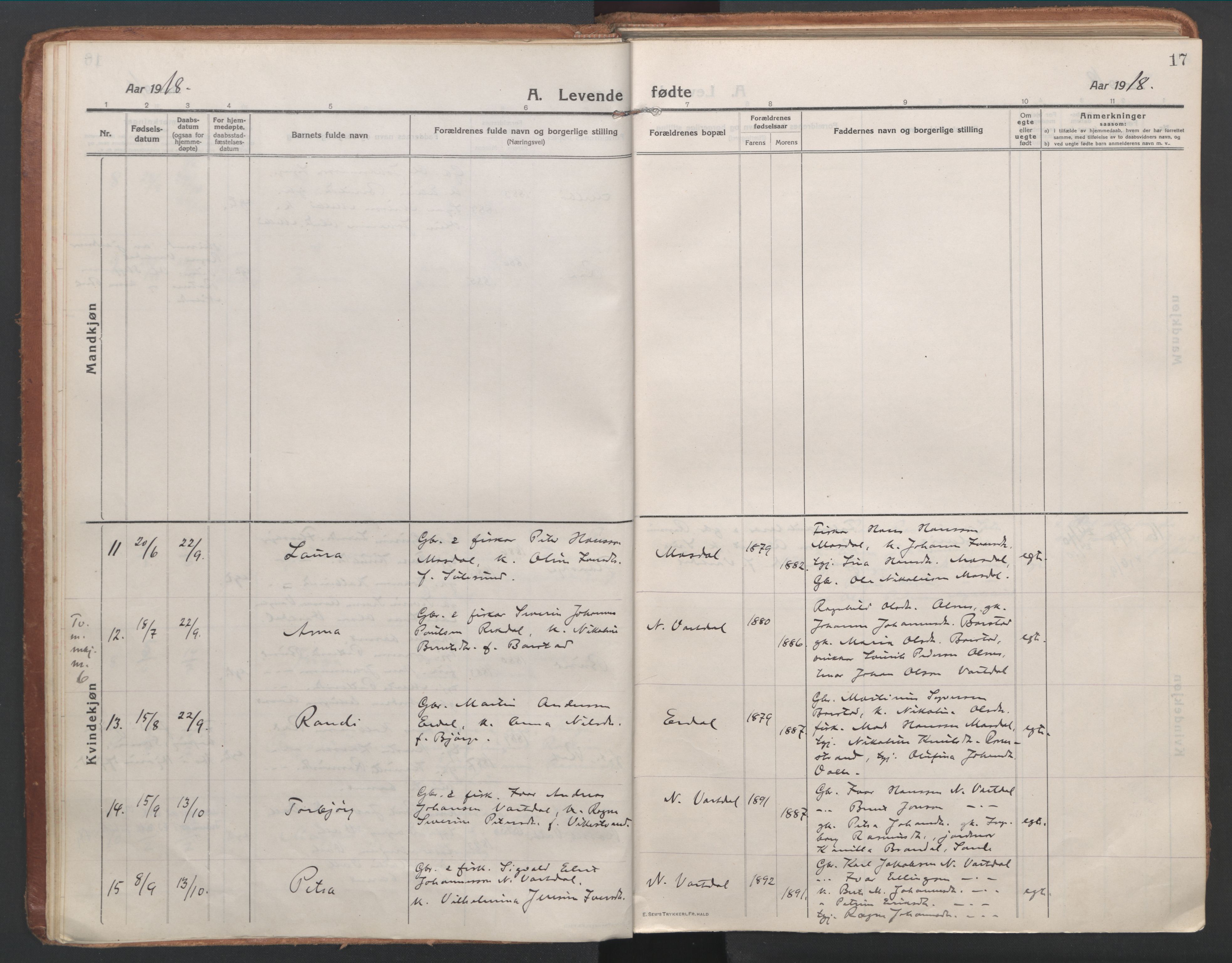 Ministerialprotokoller, klokkerbøker og fødselsregistre - Møre og Romsdal, SAT/A-1454/514/L0200: Ministerialbok nr. 514A02, 1913-1943, s. 17