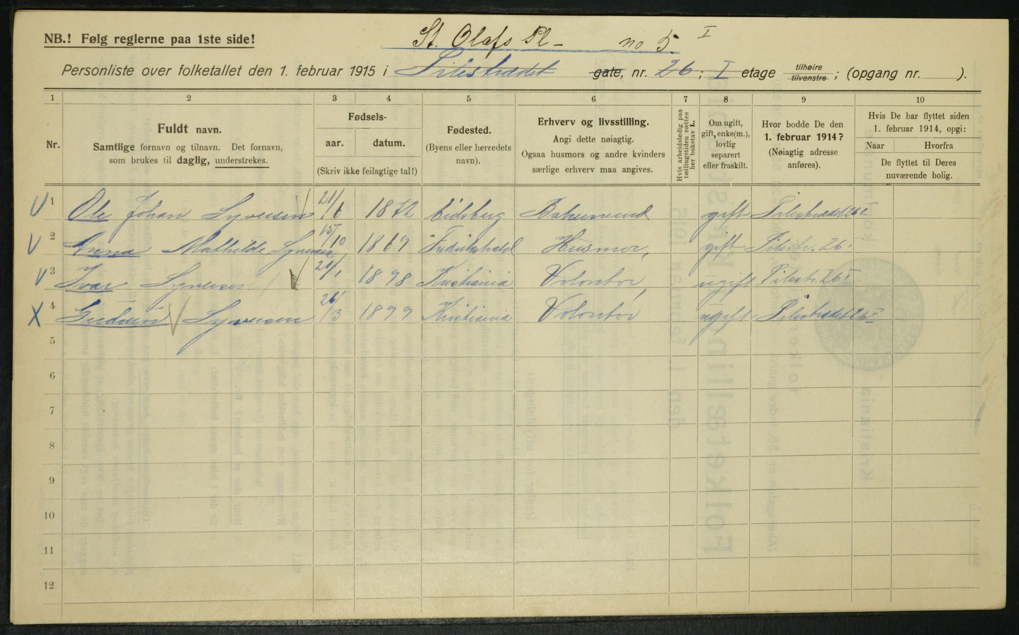 OBA, Kommunal folketelling 1.2.1915 for Kristiania, 1915, s. 88093