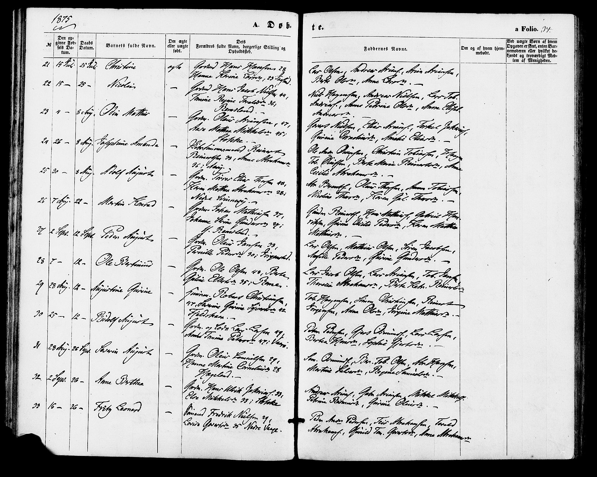 Sør-Audnedal sokneprestkontor, AV/SAK-1111-0039/F/Fa/Faa/L0003: Ministerialbok nr. A 3, 1868-1883, s. 34