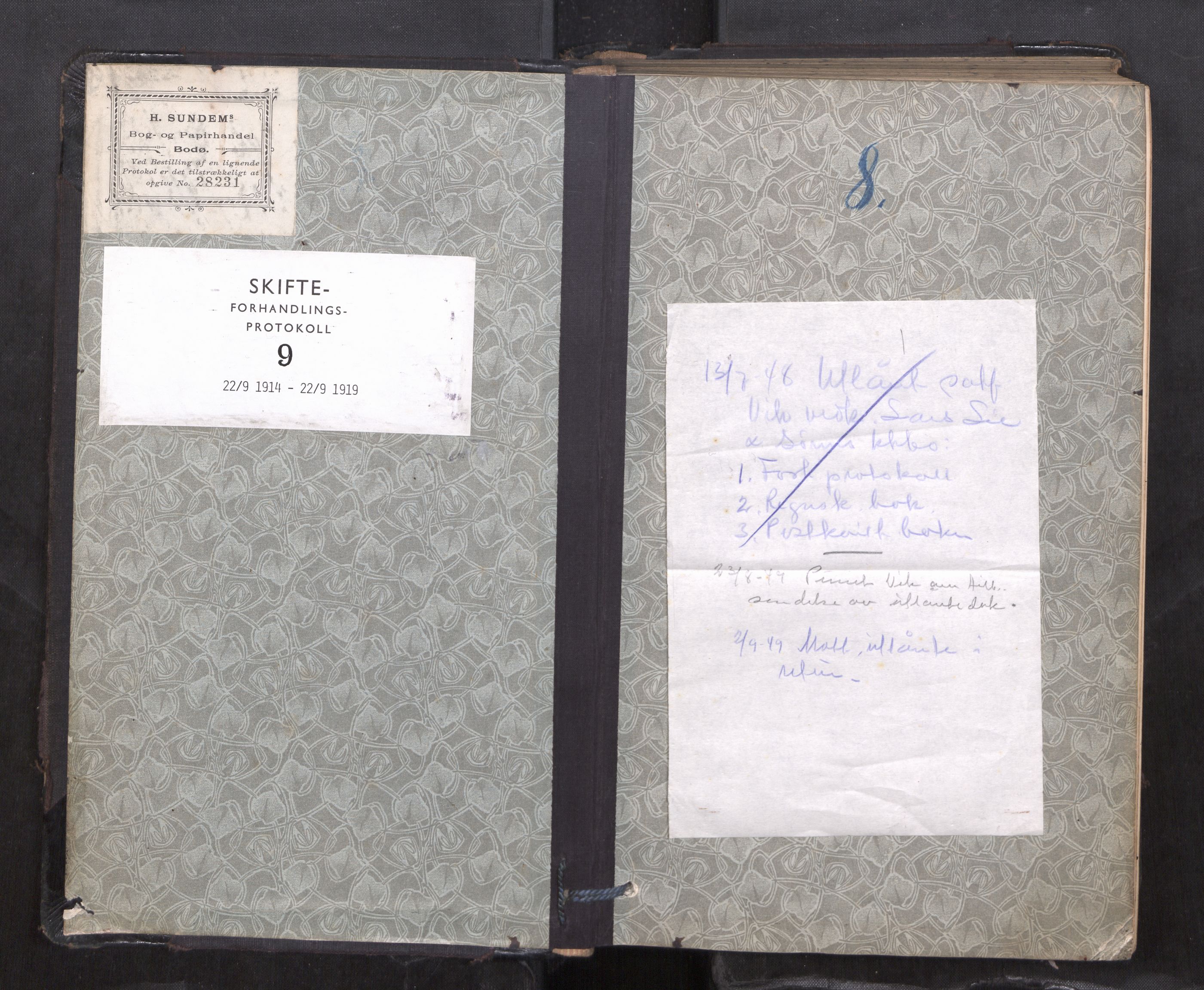 Lofoten sorenskriveri, SAT/A-0017/1/3/3B/L0009: Skifteforhandlings-protokoll, 1914-1919