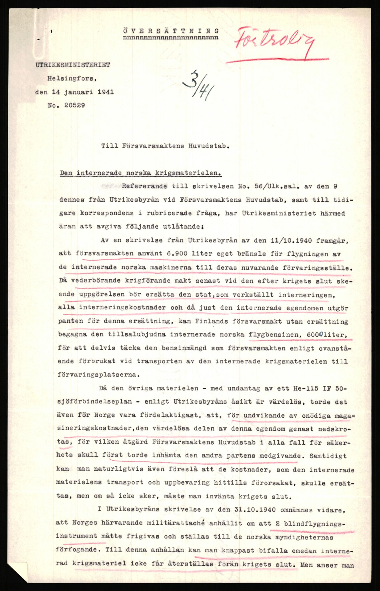 Forsvaret, Forsvarets krigshistoriske avdeling, AV/RA-RAFA-2017/Y/Ya/L0006: II-C-11-11,2 - Utenriksdepartementet.  Legasjonen i Helsingfors., 1940-1946, s. 132