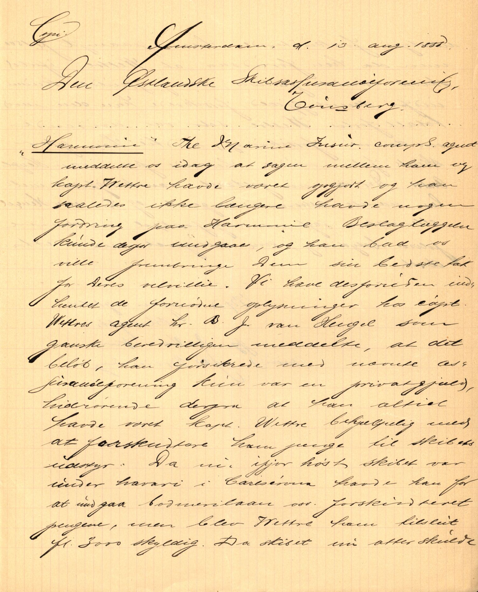 Pa 63 - Østlandske skibsassuranceforening, VEMU/A-1079/G/Ga/L0021/0006: Havaridokumenter / Gøthe, Granit, Granen, Harmonie, Lindsay, 1888, s. 93