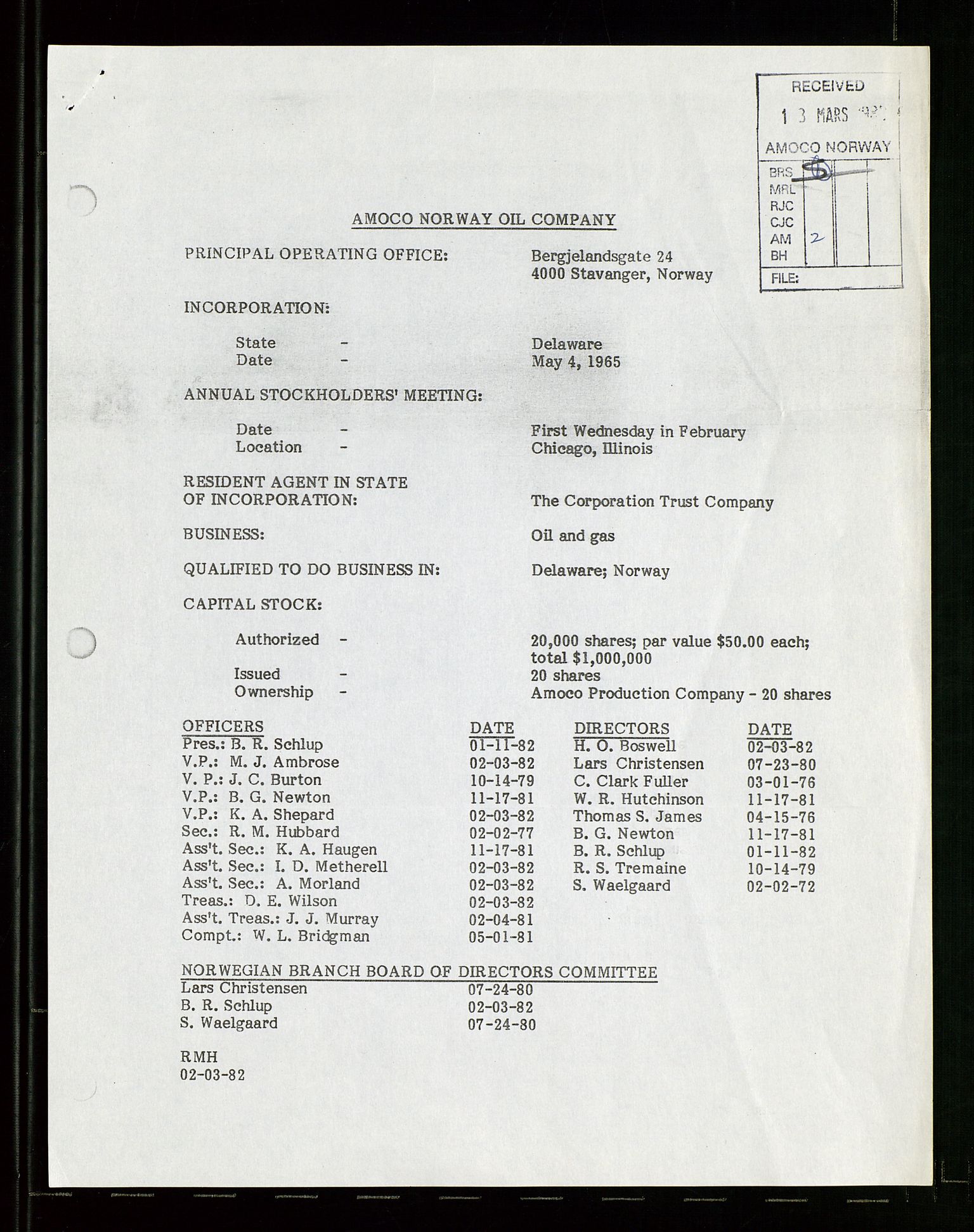 Pa 1740 - Amoco Norway Oil Company, AV/SAST-A-102405/22/A/Aa/L0002: Styreprotokoller og sakspapirer, 1966-1999, s. 455