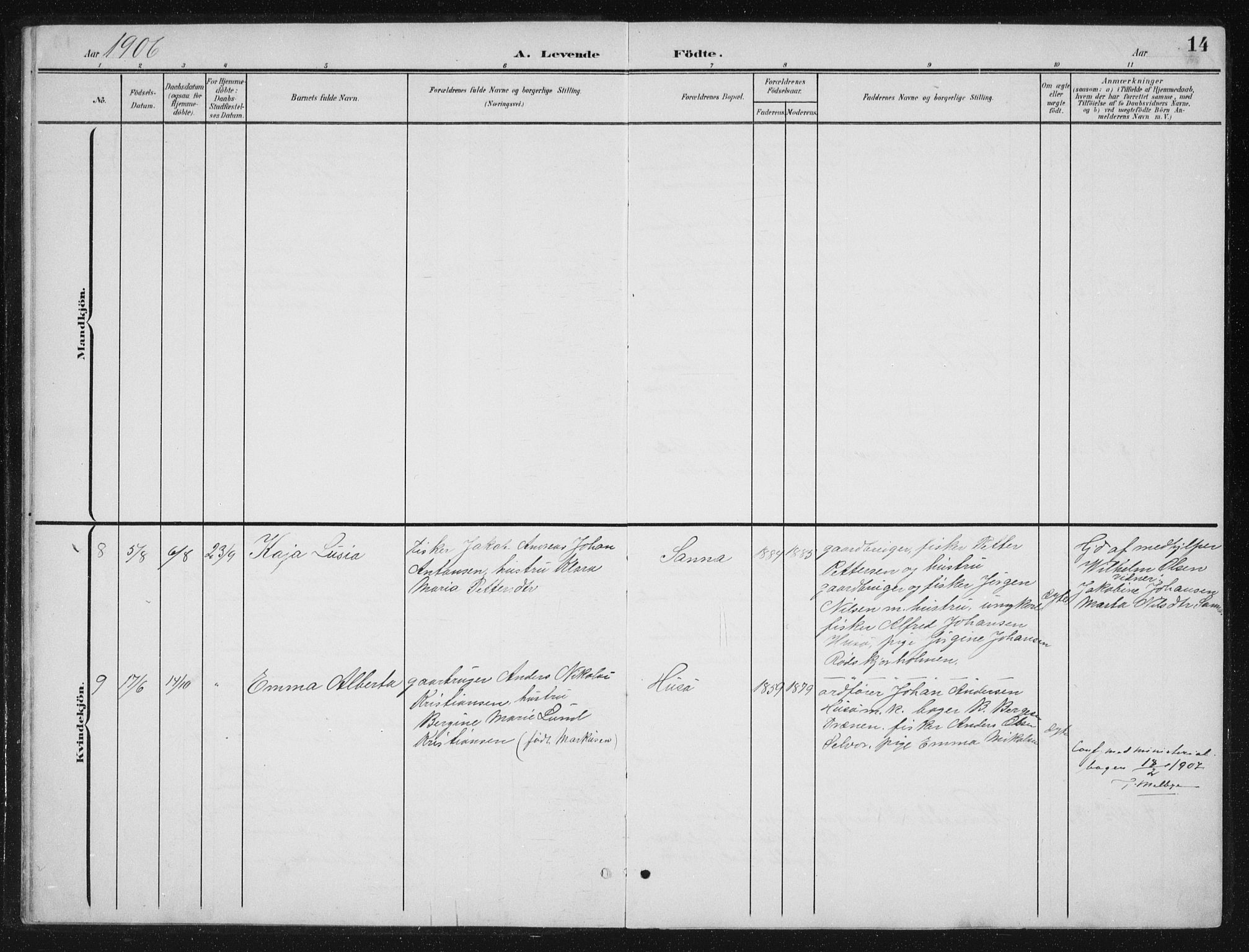 Ministerialprotokoller, klokkerbøker og fødselsregistre - Nordland, SAT/A-1459/840/L0583: Klokkerbok nr. 840C03, 1901-1933, s. 14