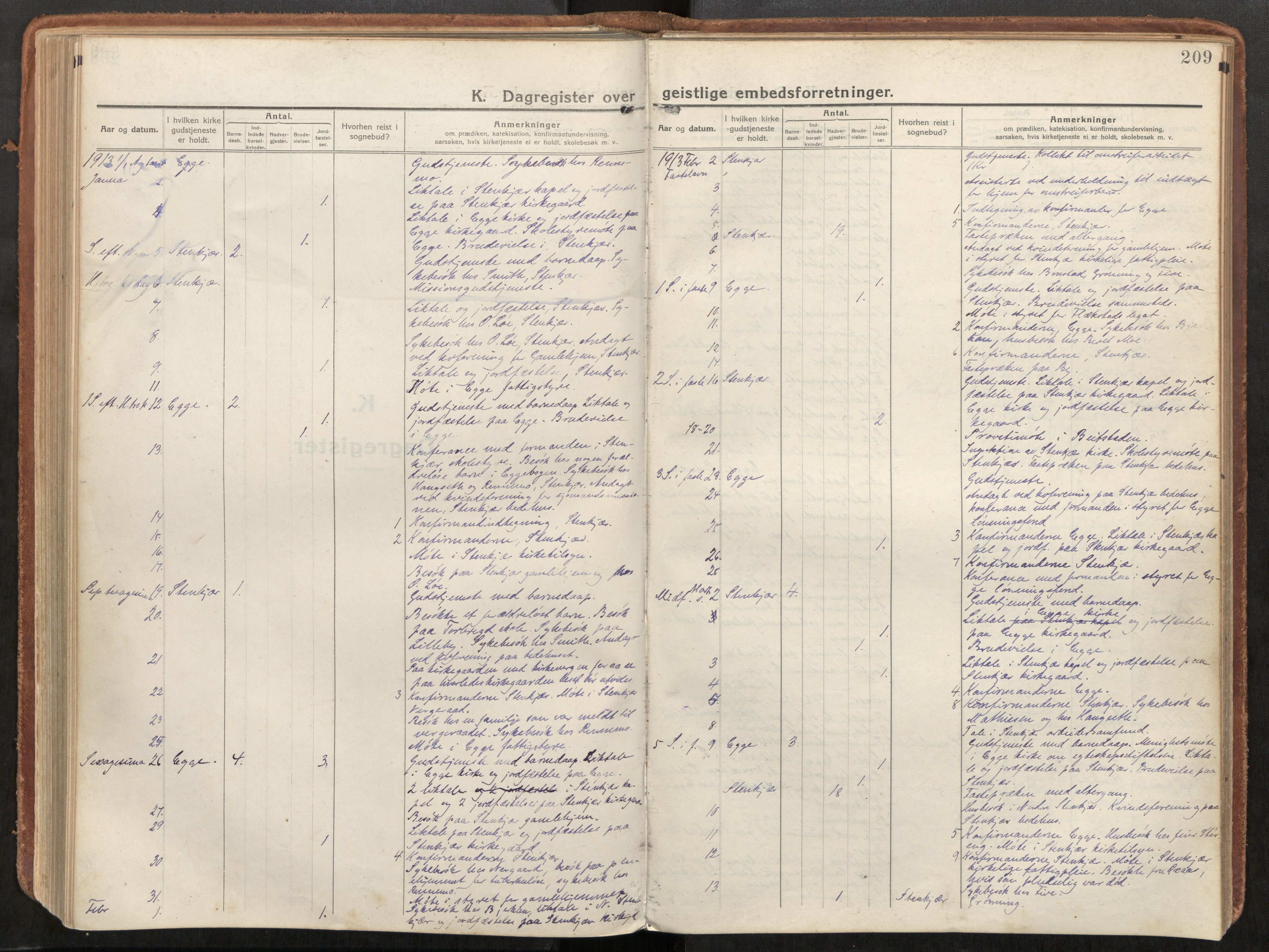 Steinkjer sokneprestkontor, SAT/A-1541/01/H/Ha/Haa/L0003: Ministerialbok nr. 3, 1913-1922, s. 209