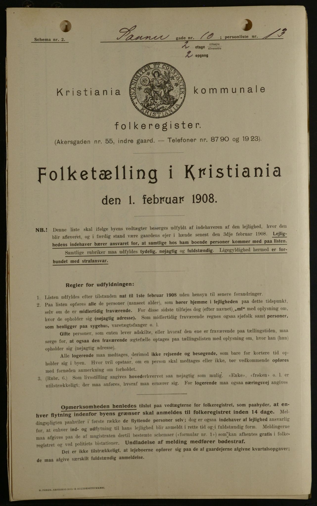 OBA, Kommunal folketelling 1.2.1908 for Kristiania kjøpstad, 1908, s. 79821