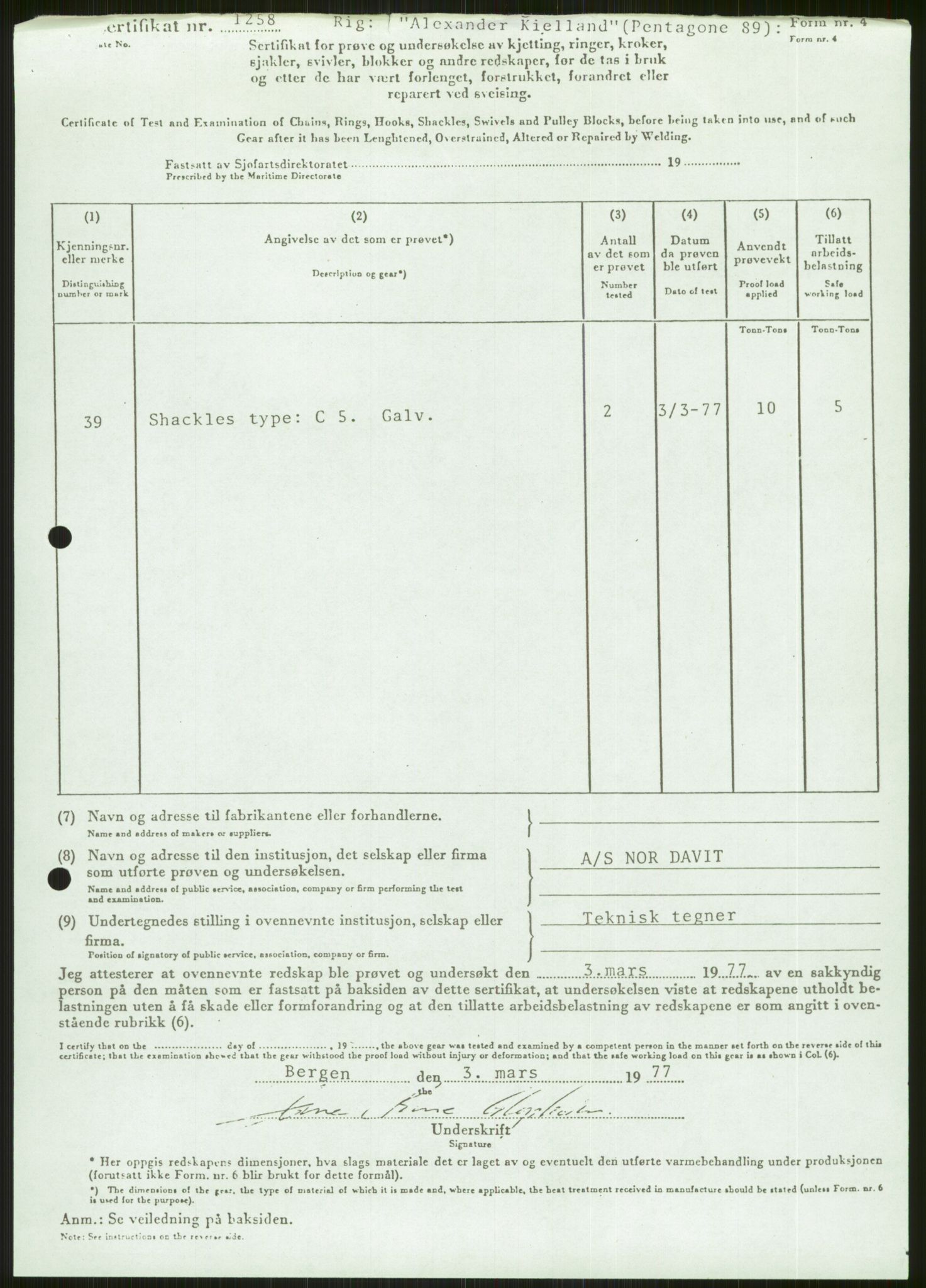 Justisdepartementet, Granskningskommisjonen ved Alexander Kielland-ulykken 27.3.1980, AV/RA-S-1165/D/L0006: A Alexander L. Kielland (Doku.liste + A3-A6, A11-A13, A18-A20-A21, A23, A31 av 31)/Dykkerjournaler, 1980-1981, s. 435