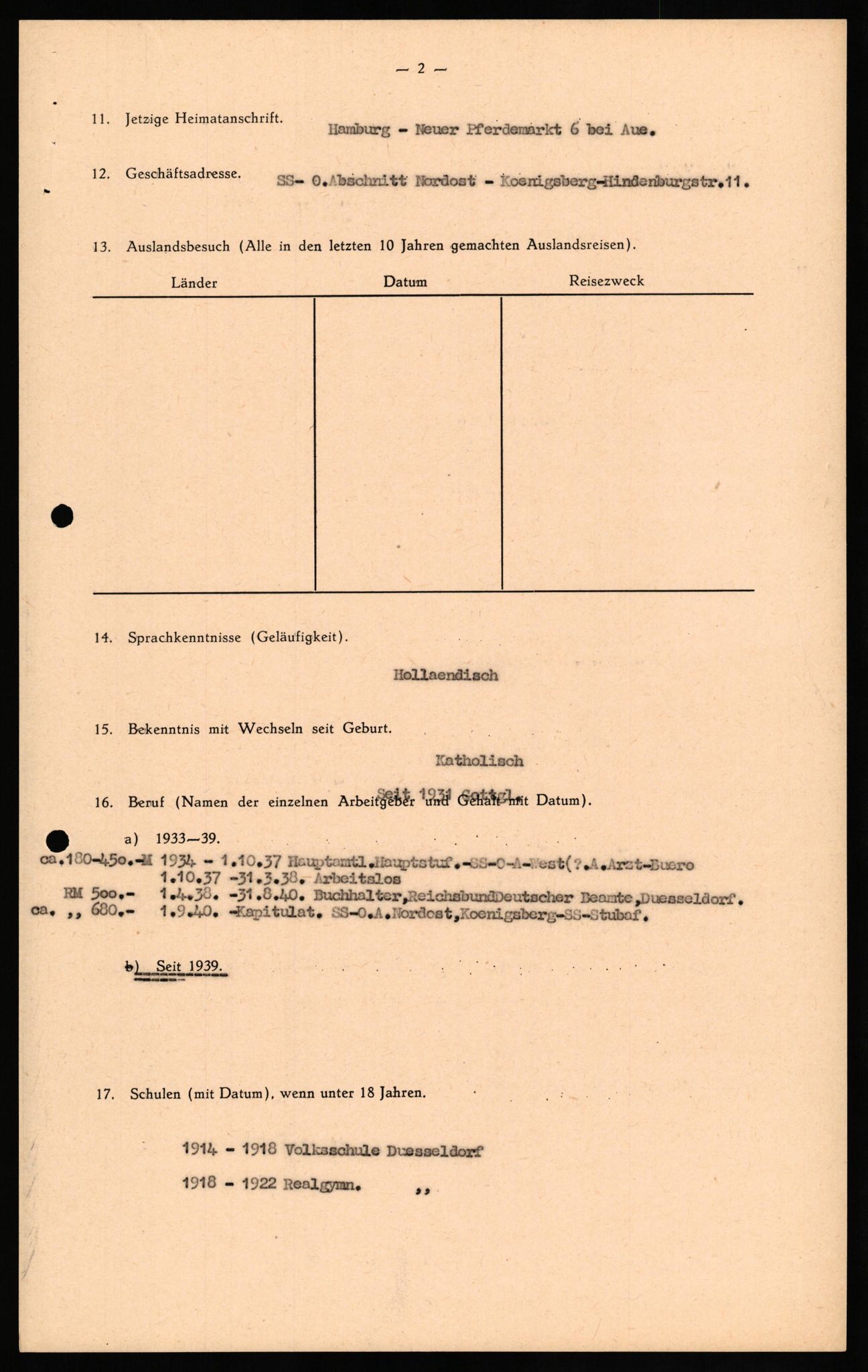 Forsvaret, Forsvarets overkommando II, RA/RAFA-3915/D/Db/L0027: CI Questionaires. Tyske okkupasjonsstyrker i Norge. Tyskere., 1945-1946, s. 38