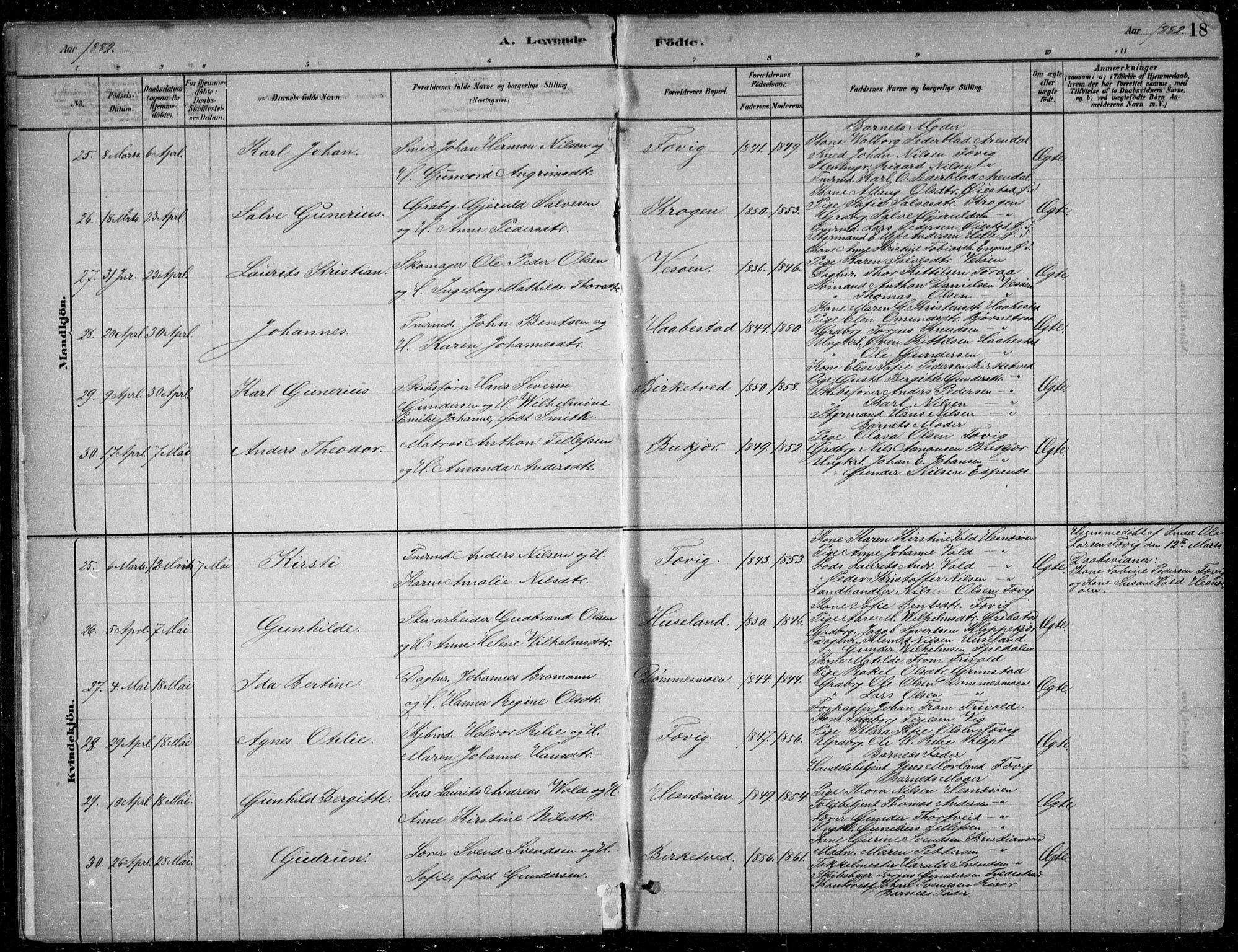 Fjære sokneprestkontor, AV/SAK-1111-0011/F/Fb/L0011: Klokkerbok nr. B 11, 1881-1905, s. 18