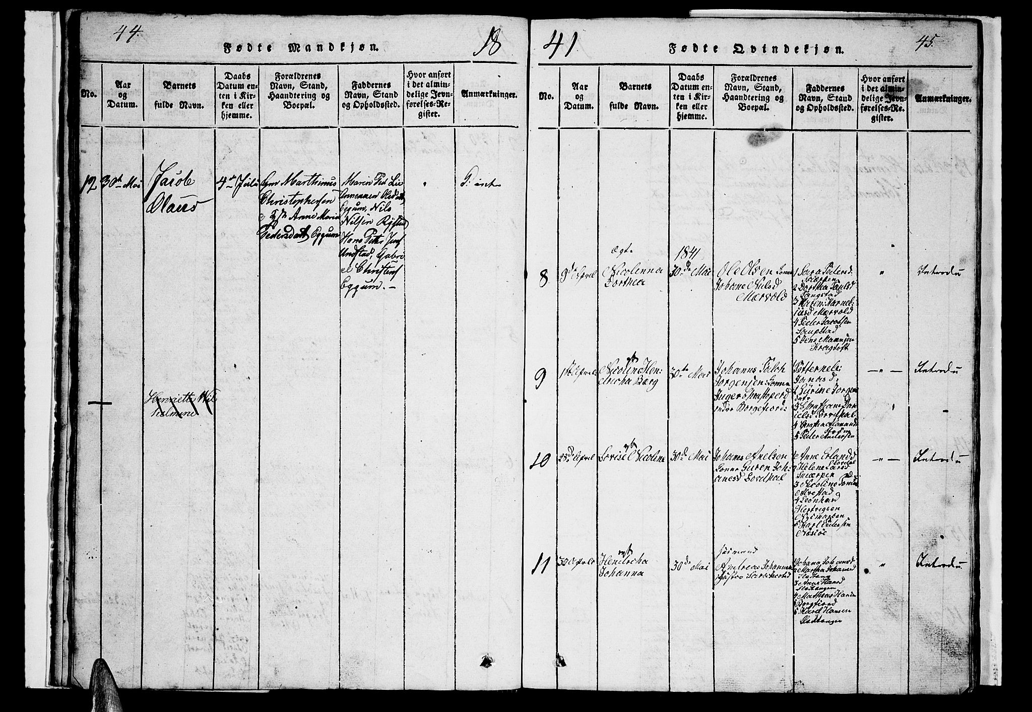 Ministerialprotokoller, klokkerbøker og fødselsregistre - Nordland, SAT/A-1459/880/L1139: Klokkerbok nr. 880C01, 1836-1857, s. 44-45