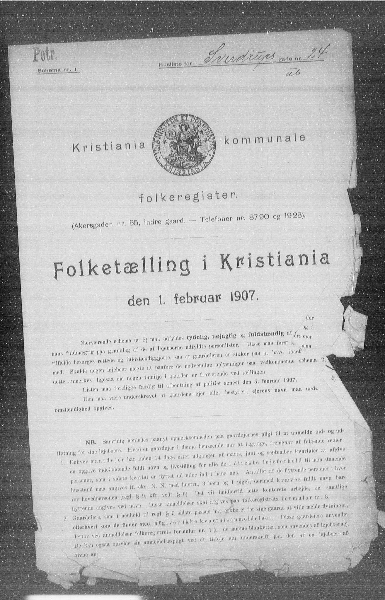OBA, Kommunal folketelling 1.2.1907 for Kristiania kjøpstad, 1907, s. 53810