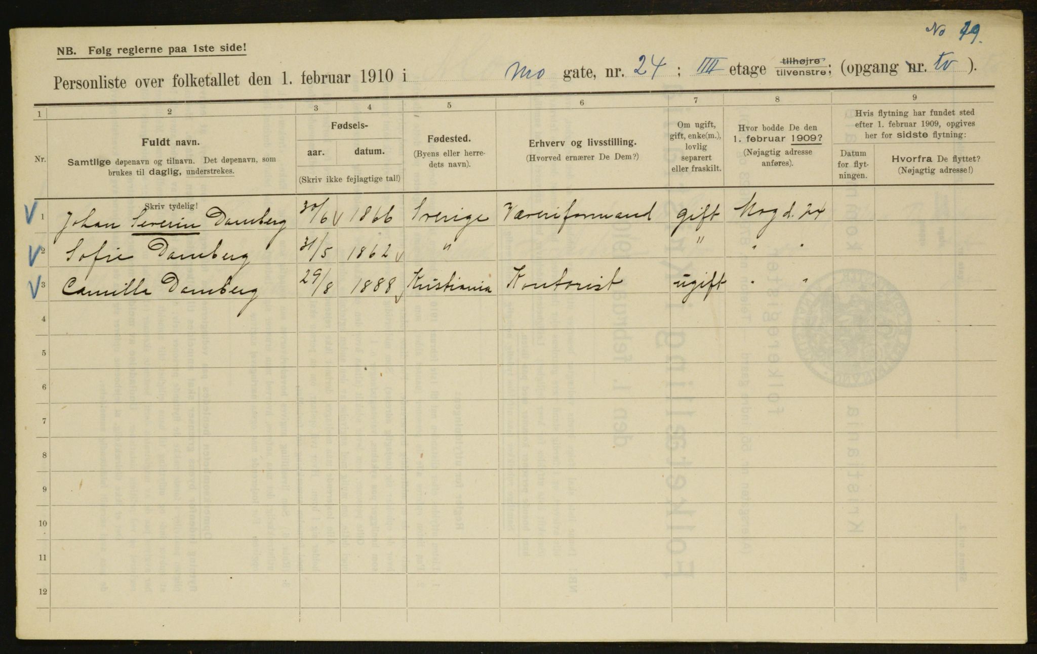 OBA, Kommunal folketelling 1.2.1910 for Kristiania, 1910, s. 63468