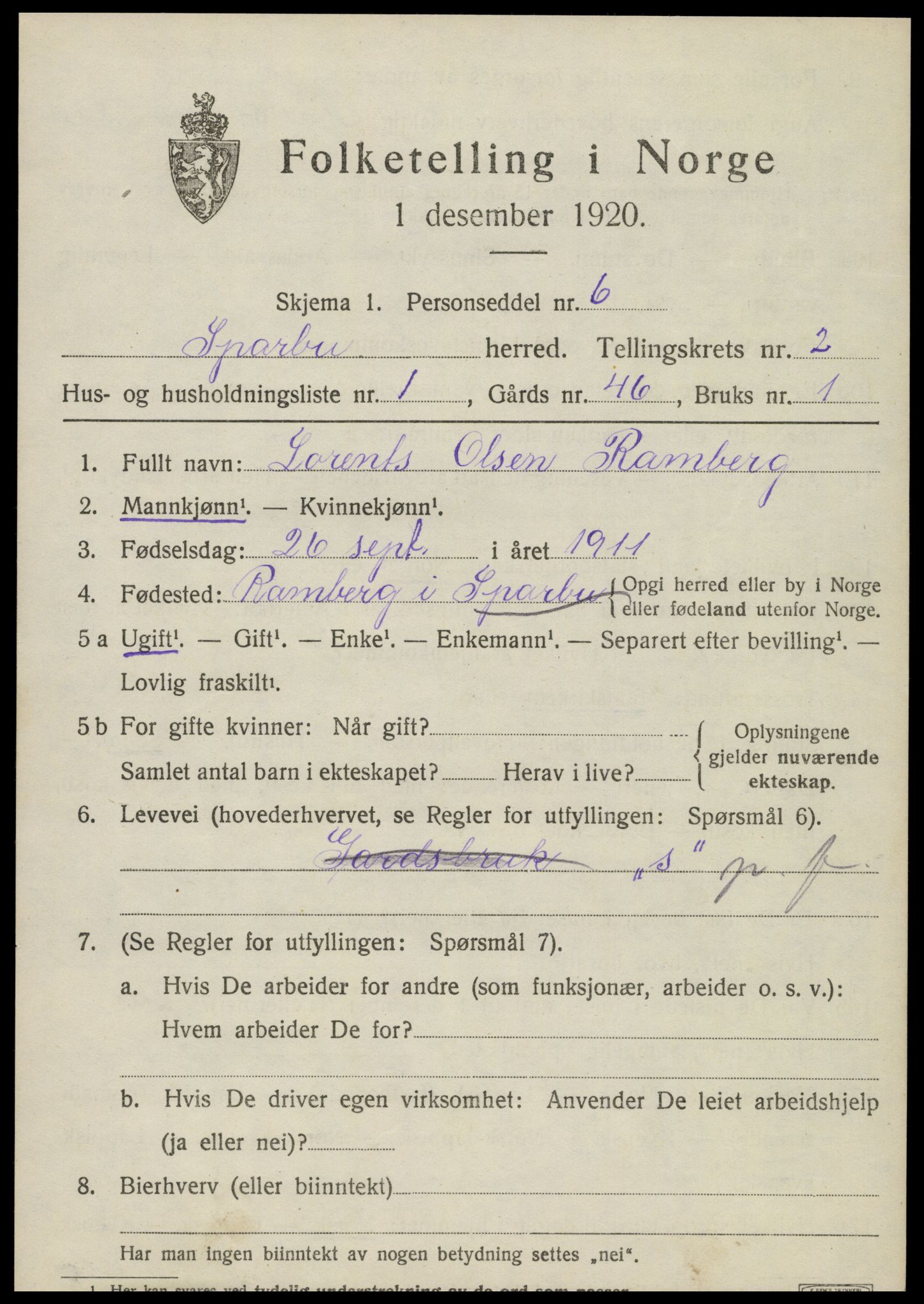 SAT, Folketelling 1920 for 1731 Sparbu herred, 1920, s. 3221