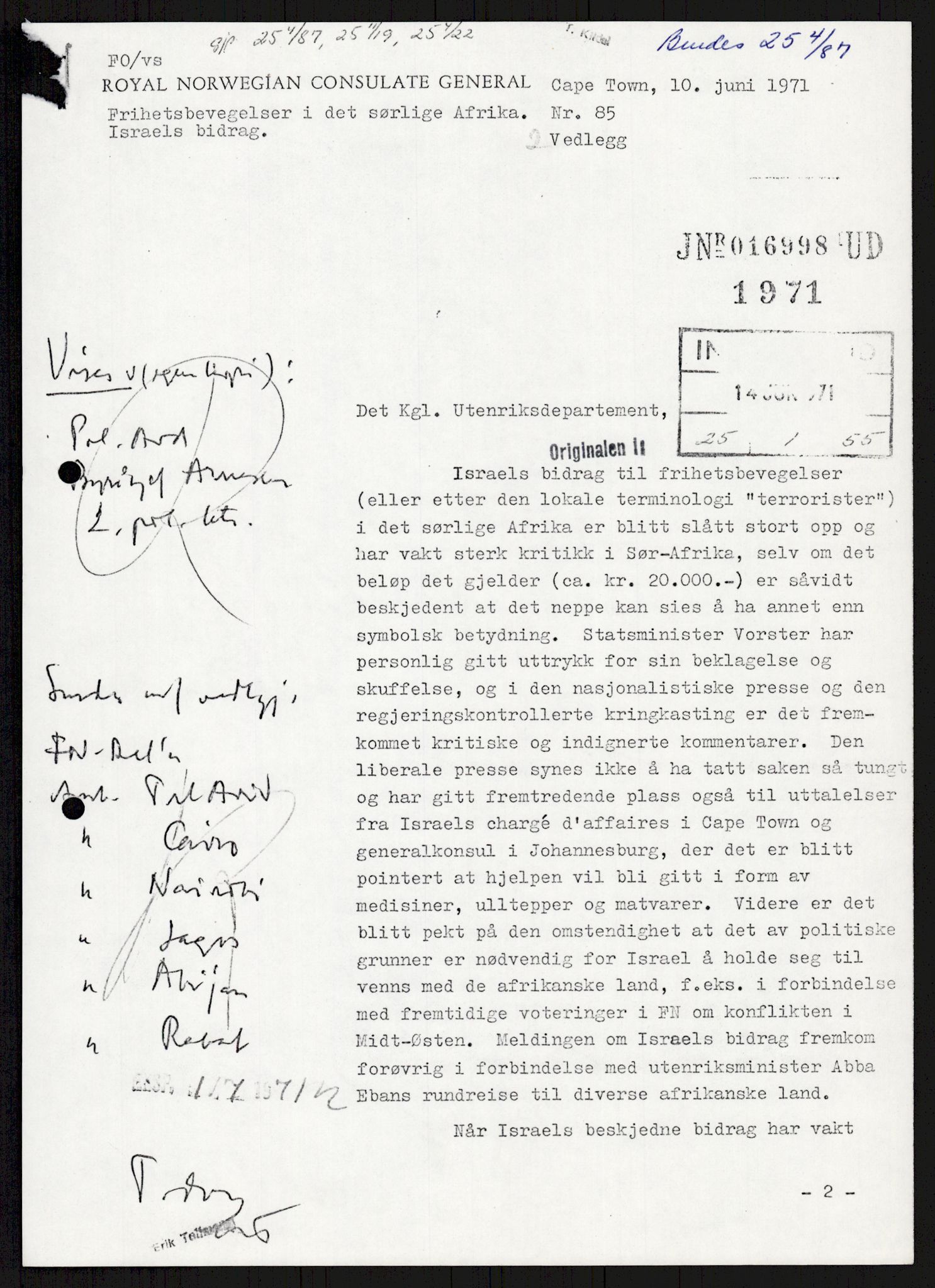 Utenriksdepartementet, hovedarkiv, AV/RA-S-6794/D/Db/Dba/L0776/0003: Verdenspolitikk. Fremmede staters politikk (G.L.) / Israel: Politikk (2 mapper), 1970-1972, s. 166