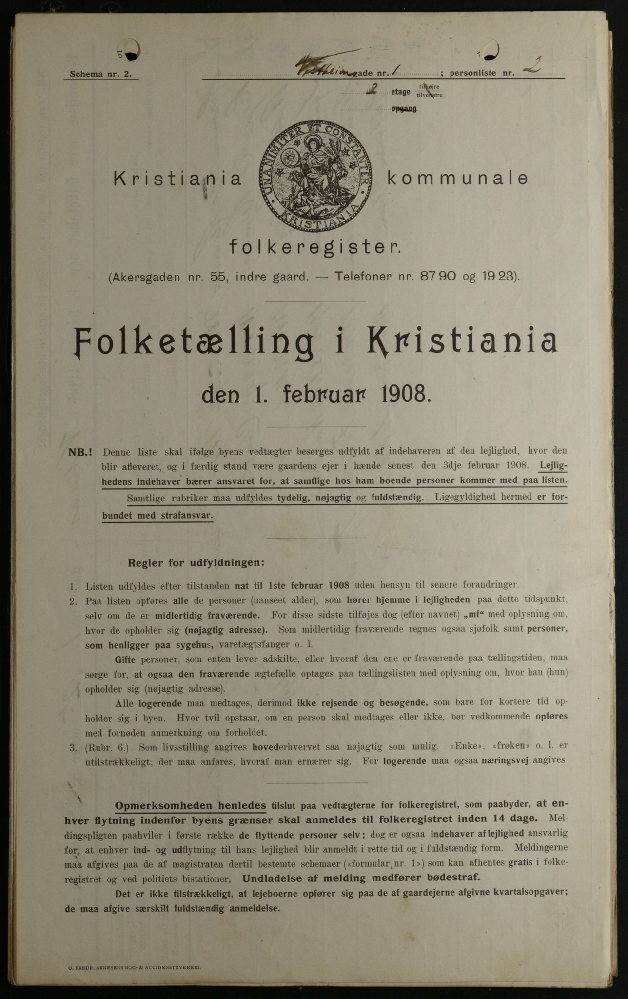 OBA, Kommunal folketelling 1.2.1908 for Kristiania kjøpstad, 1908, s. 109939