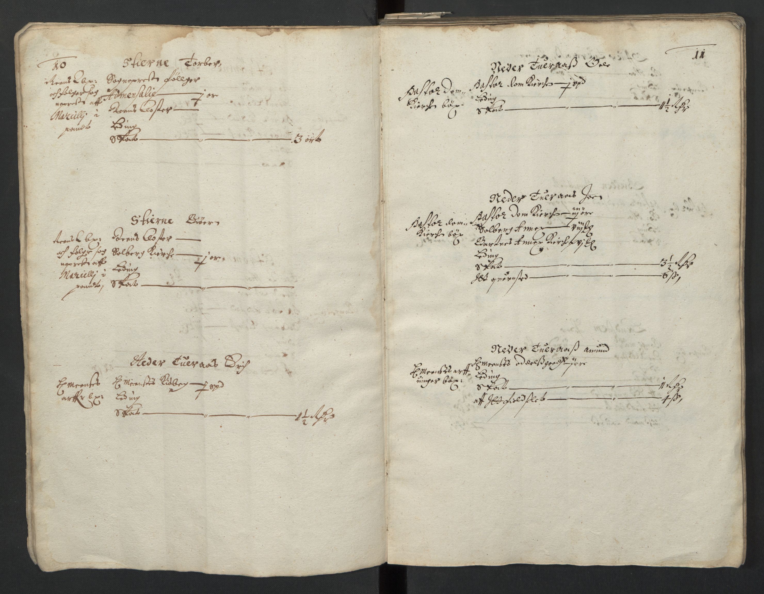 Rentekammeret inntil 1814, Realistisk ordnet avdeling, RA/EA-4070/L/L0029/0001: Trondheim lagdømme: / Alminnelig jordebok og skattemanntall - Inderøy, 1661, s. 10-11