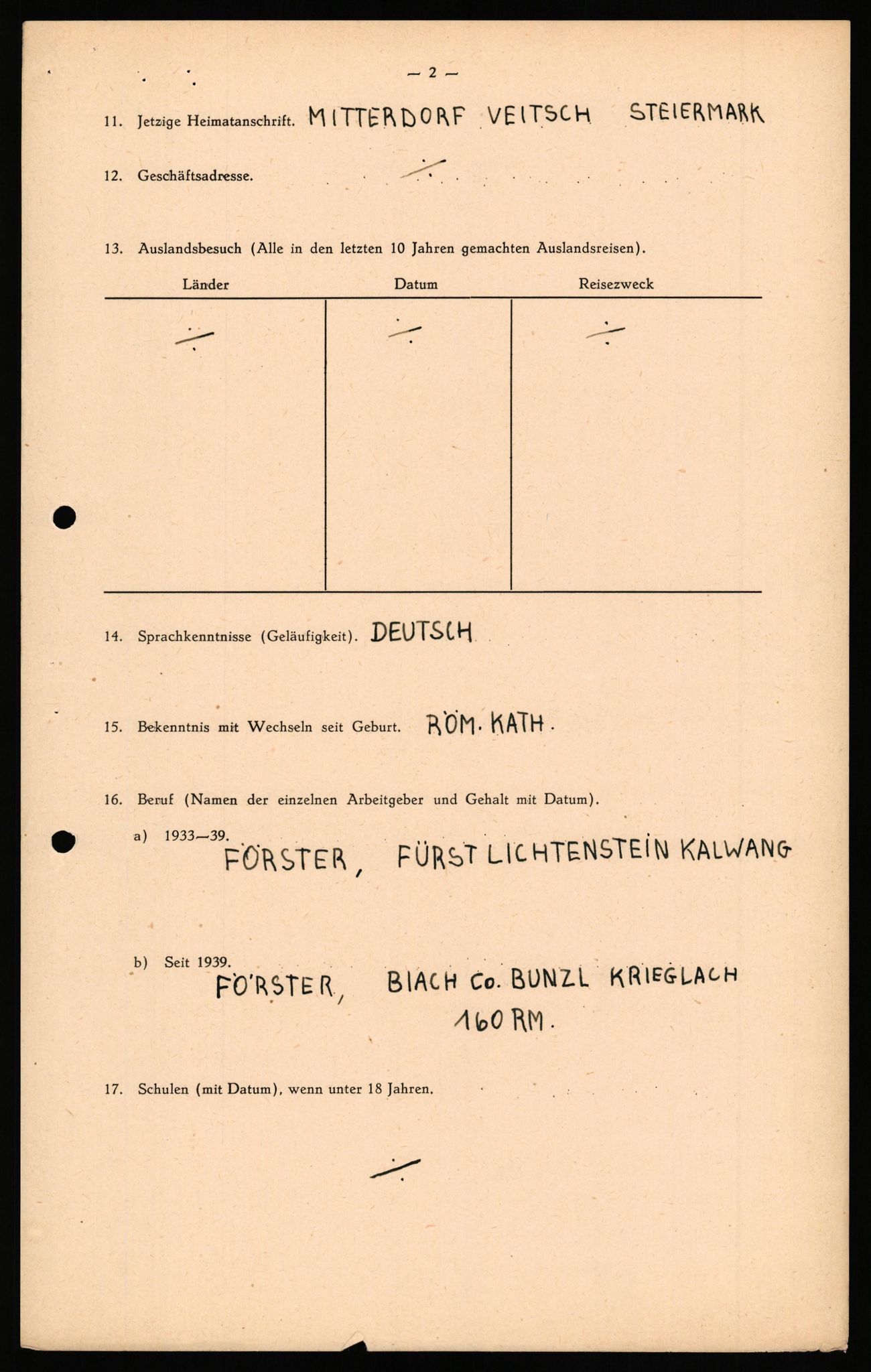 Forsvaret, Forsvarets overkommando II, AV/RA-RAFA-3915/D/Db/L0038: CI Questionaires. Tyske okkupasjonsstyrker i Norge. Østerrikere., 1945-1946, s. 12