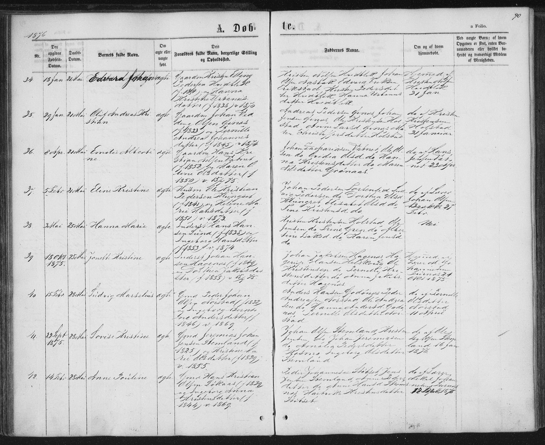 Ministerialprotokoller, klokkerbøker og fødselsregistre - Nordland, SAT/A-1459/852/L0739: Ministerialbok nr. 852A09, 1866-1877, s. 90