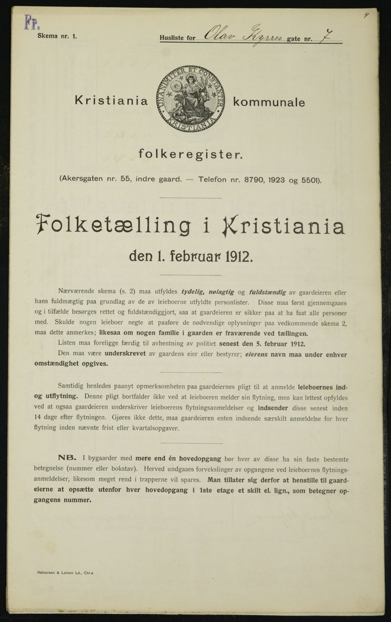 OBA, Kommunal folketelling 1.2.1912 for Kristiania, 1912, s. 75966