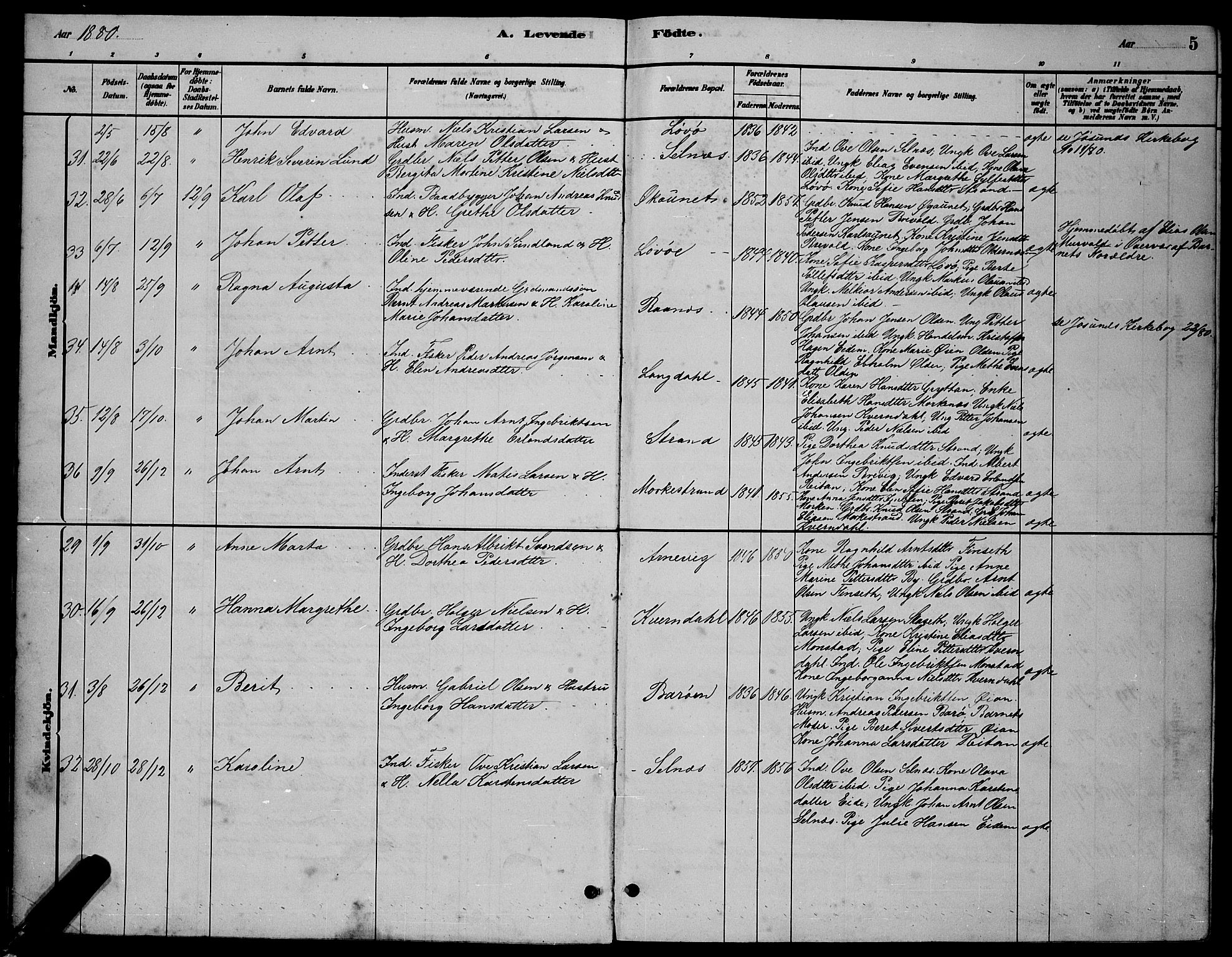 Ministerialprotokoller, klokkerbøker og fødselsregistre - Sør-Trøndelag, SAT/A-1456/655/L0687: Klokkerbok nr. 655C03, 1880-1898, s. 5