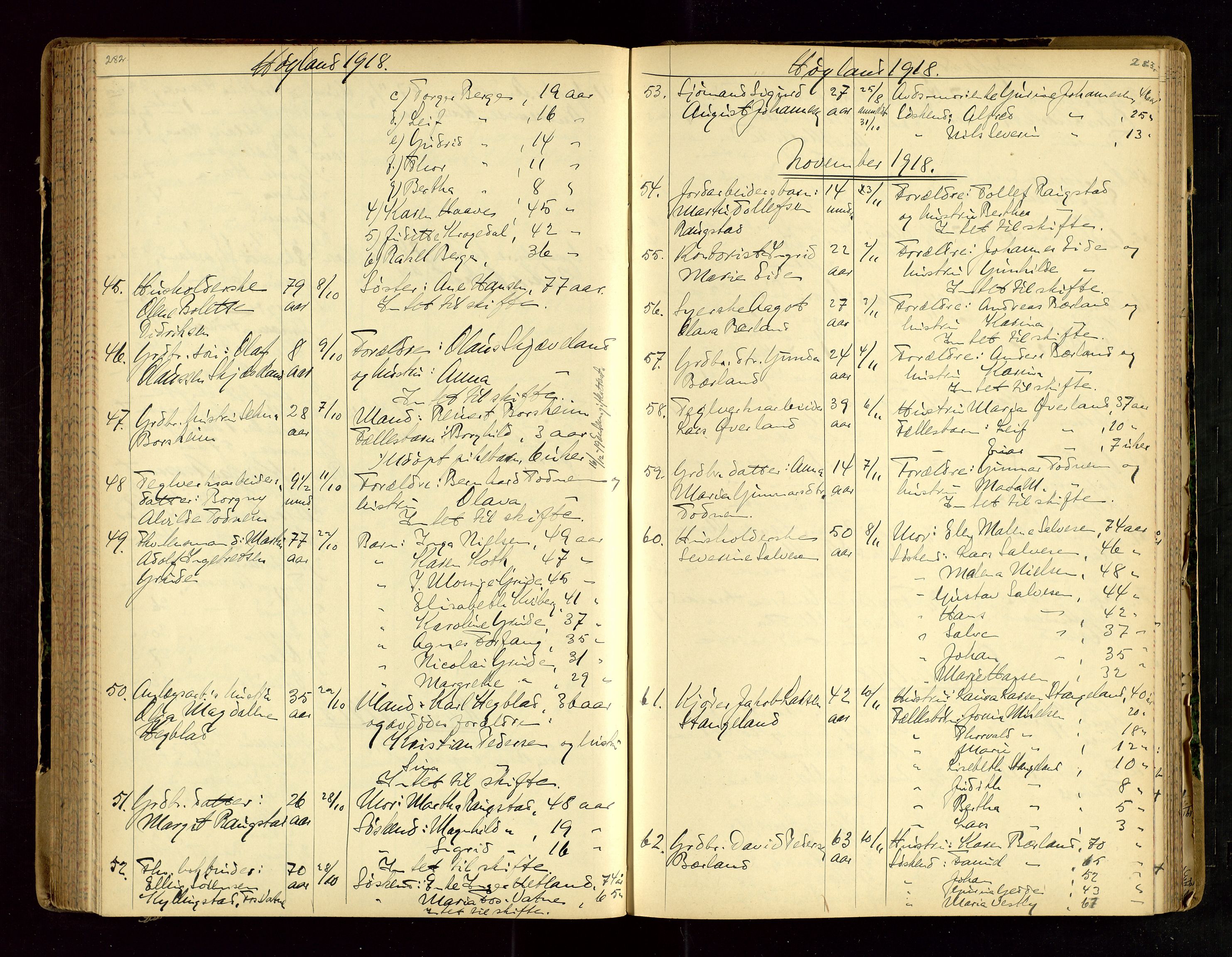 Jæren sorenskriveri, AV/SAST-A-100310/01/5/52/52B/L0003: DØDSFALLPROTOKOLL, 1910-1916, s. 282-283