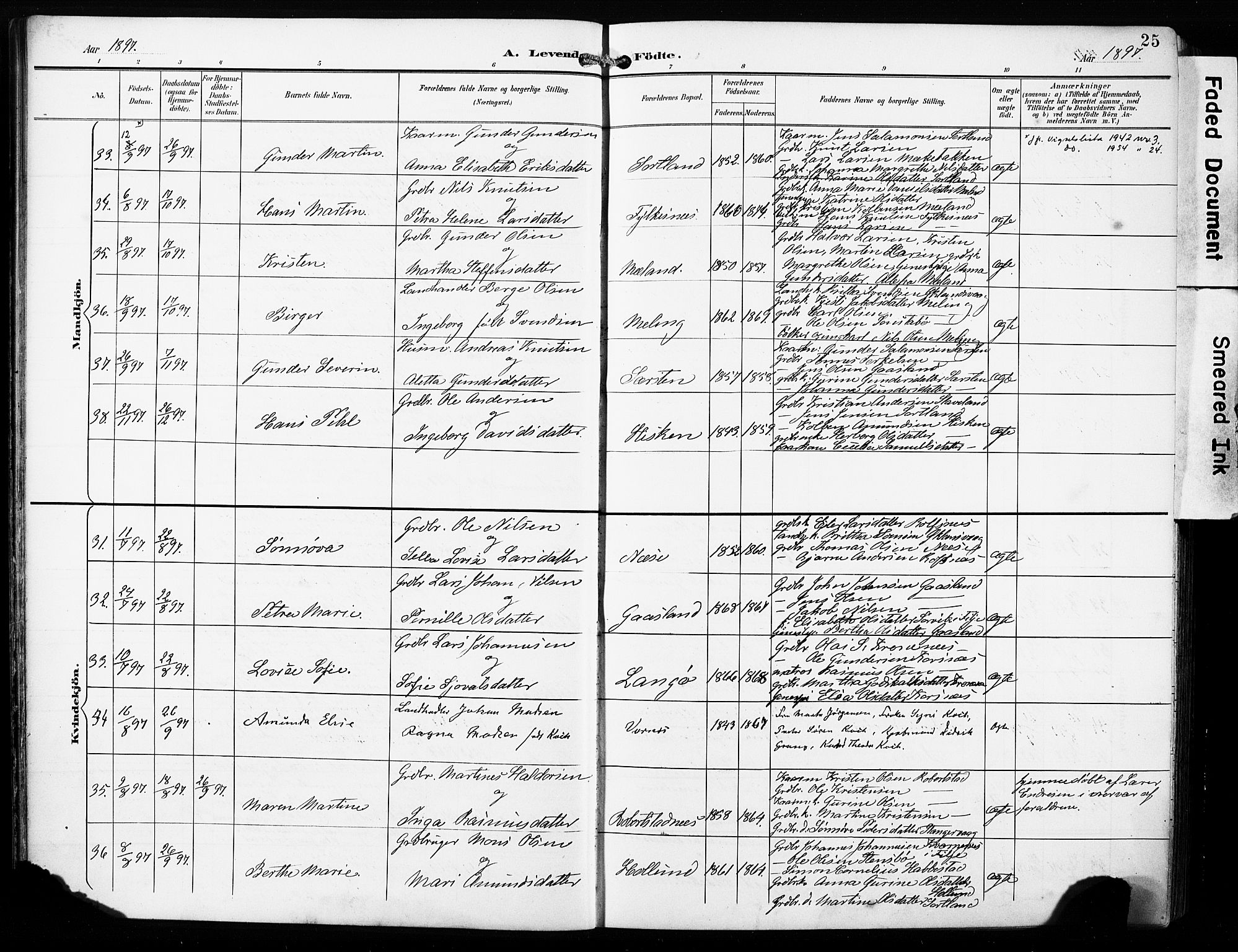 Finnås sokneprestembete, AV/SAB-A-99925/H/Ha/Haa/Haac/L0002: Ministerialbok nr. C 2, 1895-1904, s. 25