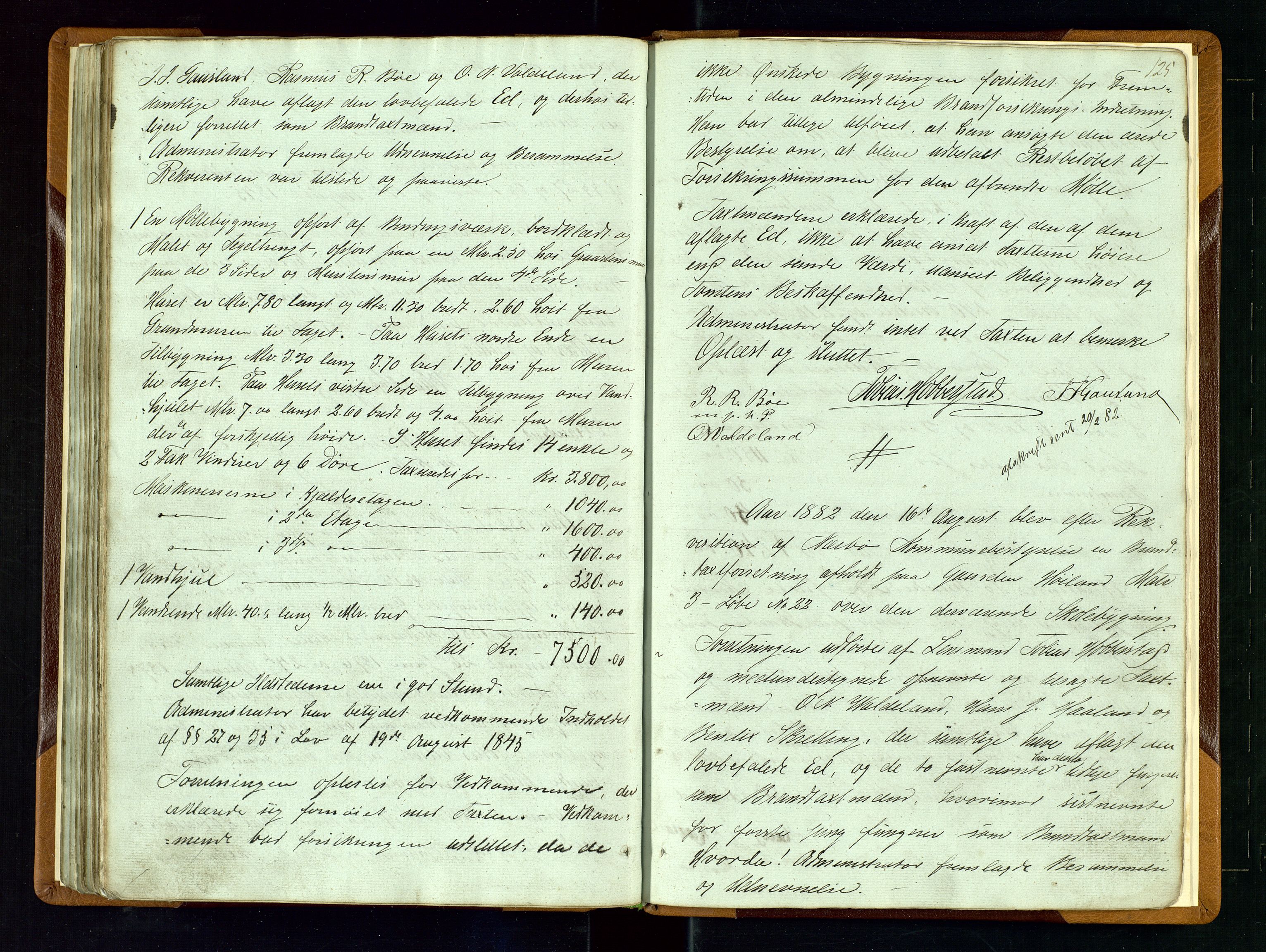 Hå lensmannskontor, AV/SAST-A-100456/Goa/L0001: Takstprotokoll-Valle skipreie, 1846-1883, s. 124b-125a