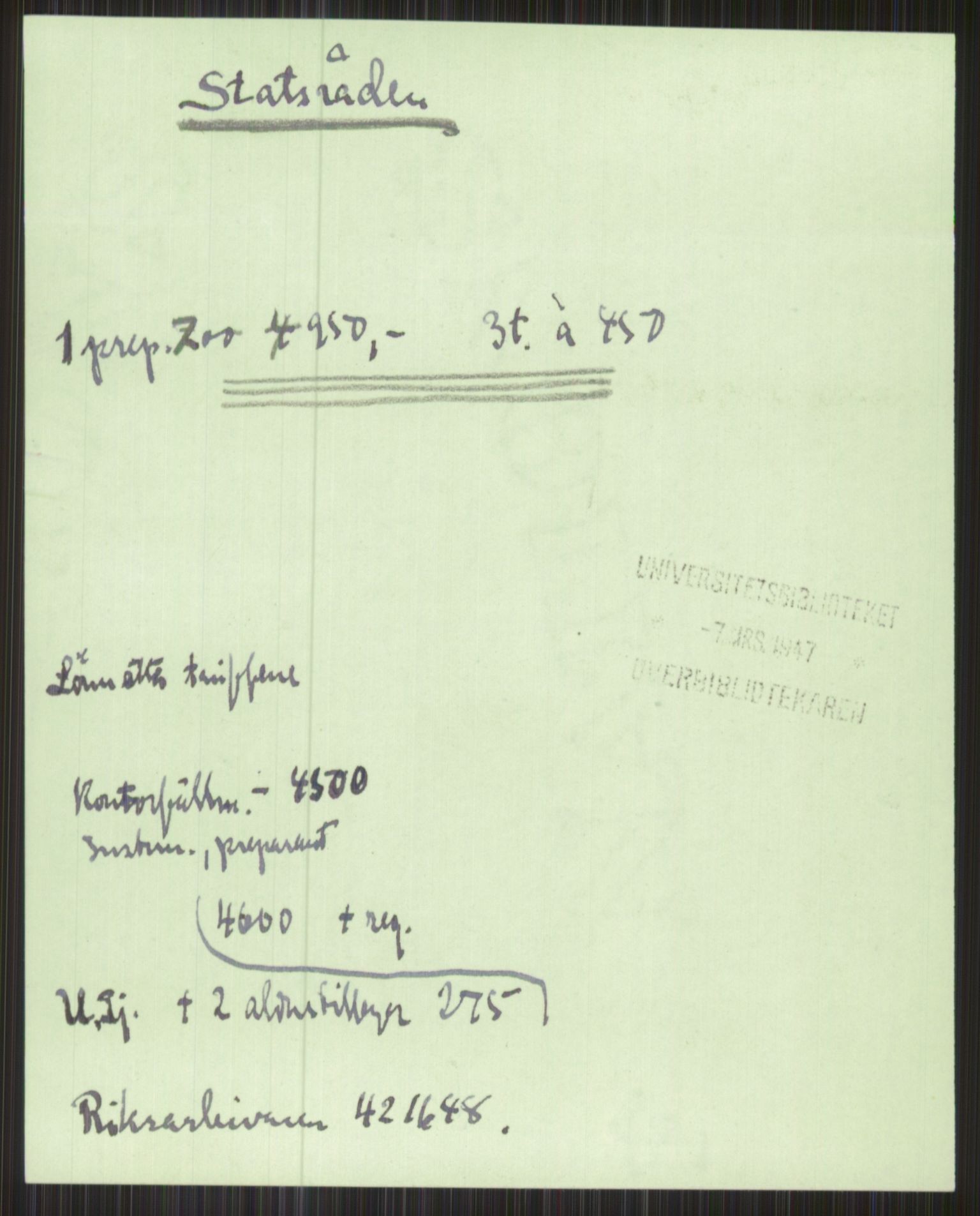 Universitetsbiblioteket i Oslo, AV/RA-S-4102/E/Ea/L0001: --, 1918-1956, s. 499