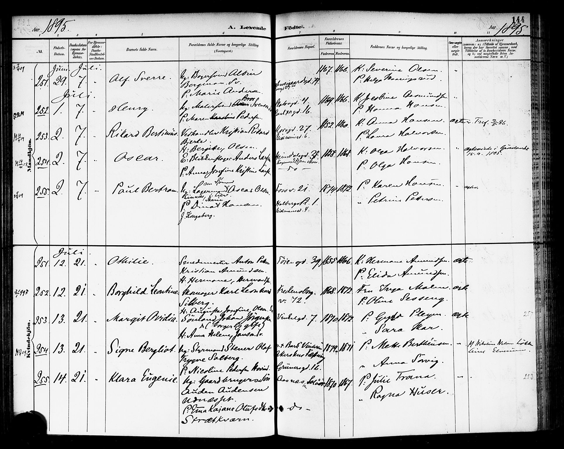 Rikshospitalet prestekontor Kirkebøker, AV/SAO-A-10309b/F/L0009: Ministerialbok nr. 9, 1894-1897, s. 144