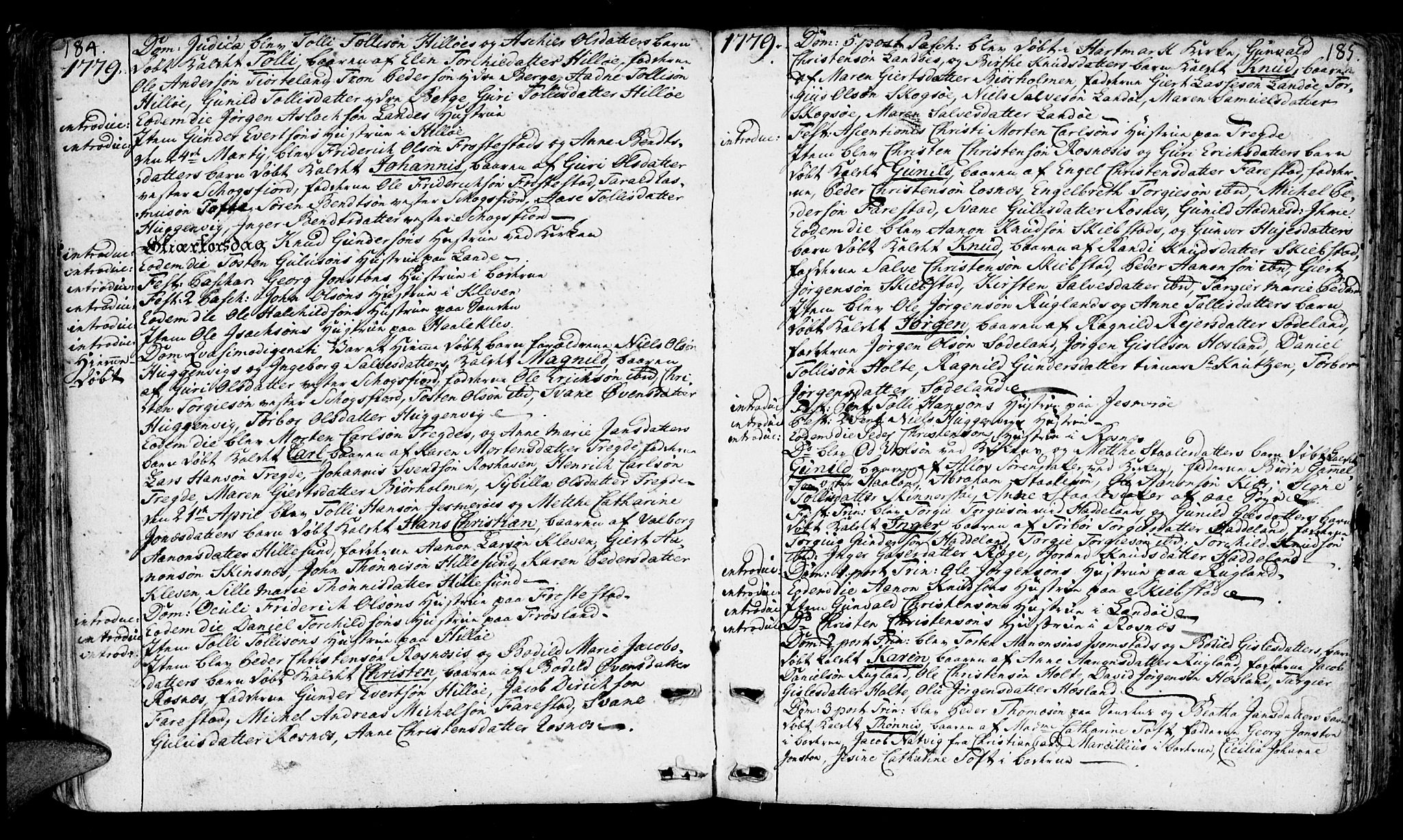 Mandal sokneprestkontor, SAK/1111-0030/F/Fa/Faa/L0003: Ministerialbok nr. A 3, 1748-1794, s. 184-185