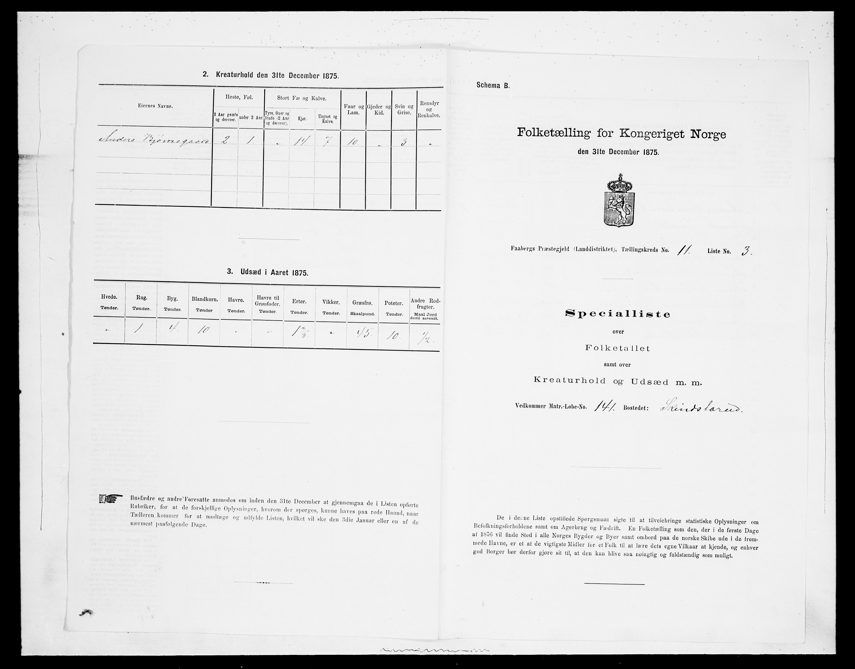 SAH, Folketelling 1875 for 0524L Fåberg prestegjeld, Fåberg sokn og Lillehammer landsokn, 1875, s. 1326