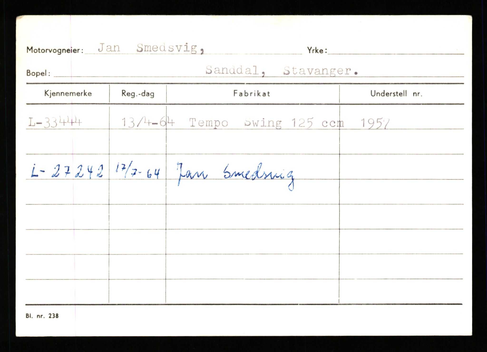 Stavanger trafikkstasjon, AV/SAST-A-101942/0/G/L0005: Registreringsnummer: 23000 - 34245, 1930-1971, s. 3240