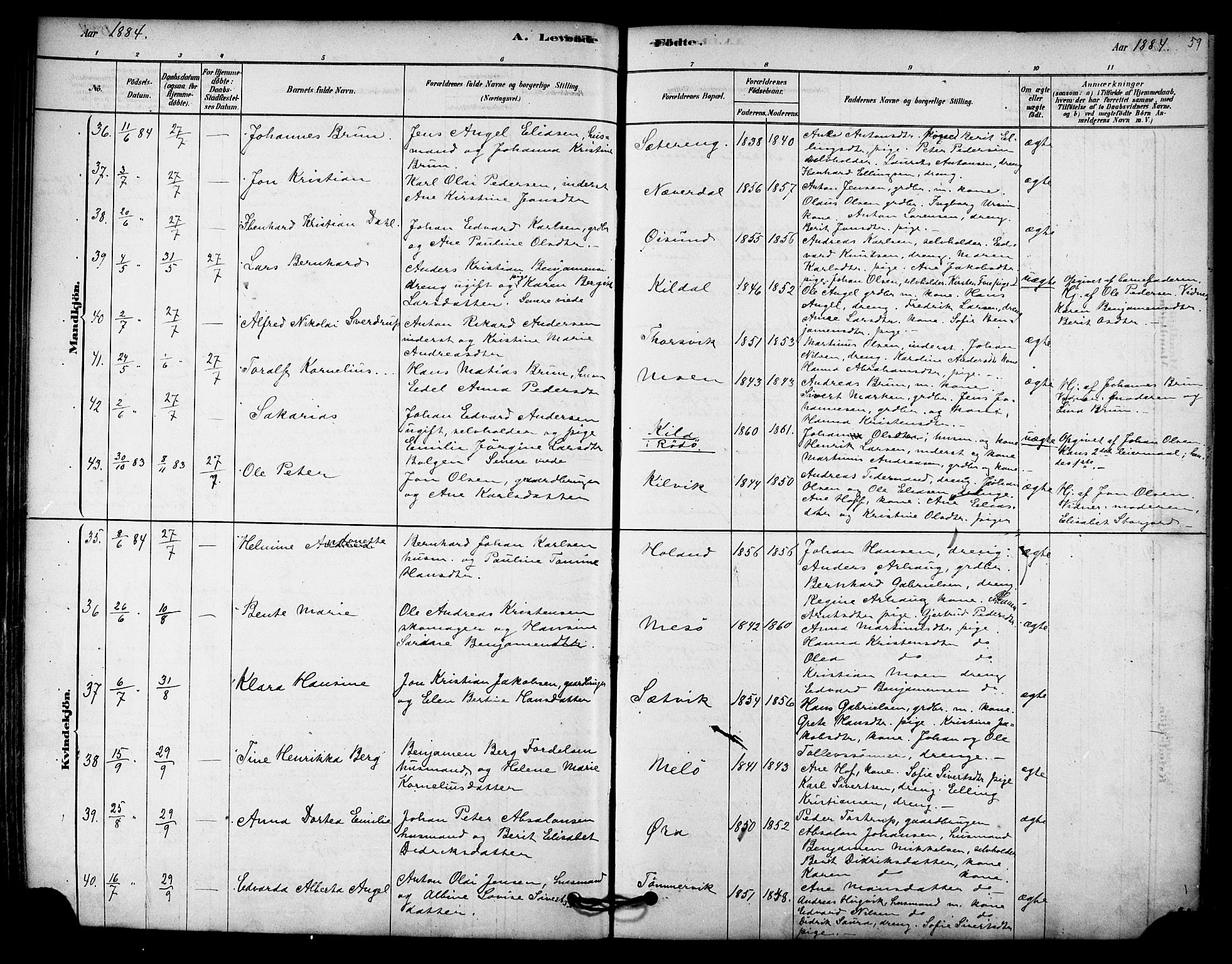 Ministerialprotokoller, klokkerbøker og fødselsregistre - Nordland, AV/SAT-A-1459/843/L0626: Ministerialbok nr. 843A01, 1878-1907, s. 59