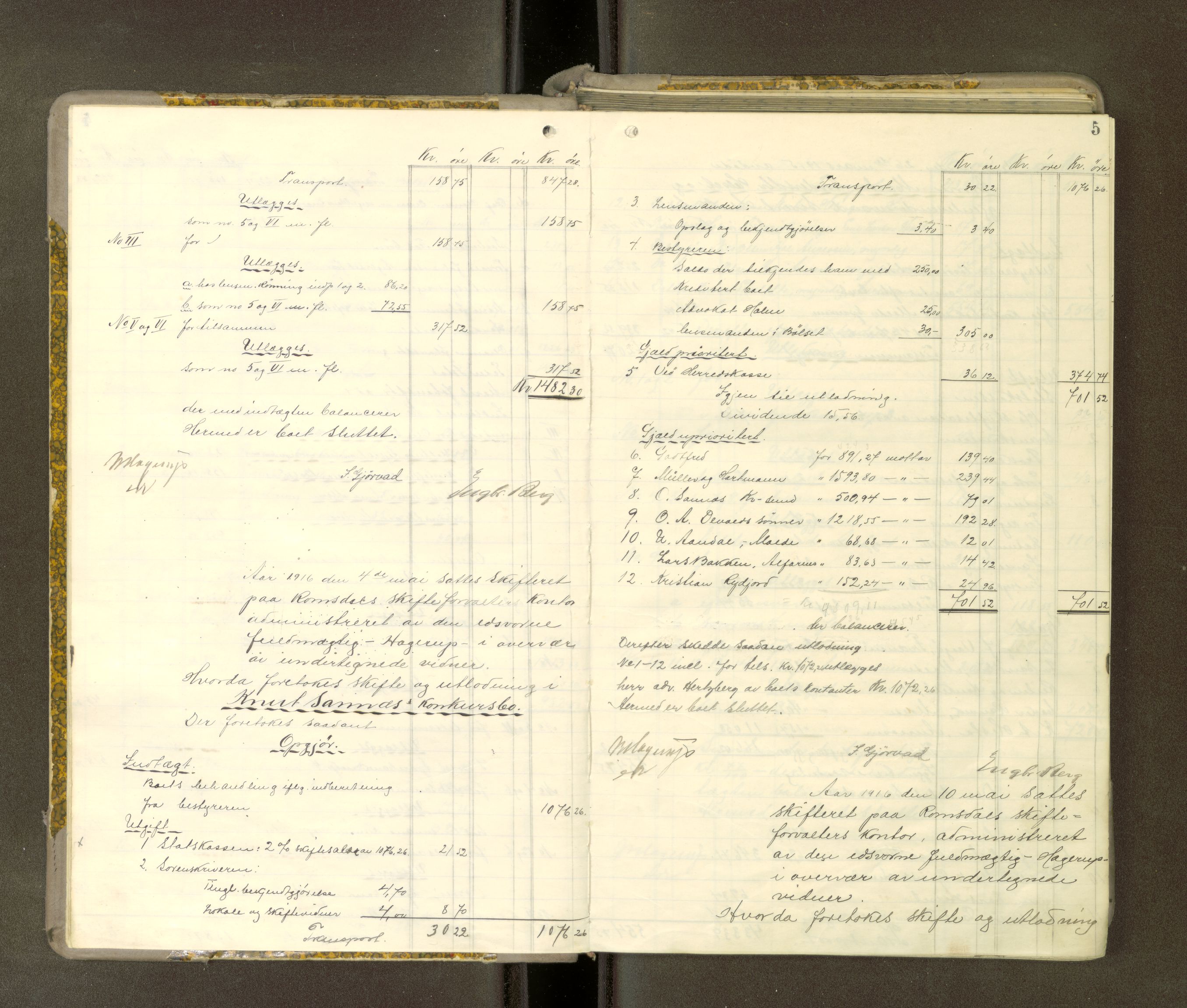 Romsdal sorenskriveri, AV/SAT-A-4149/1/3/3A/L0021: Skifteutlodnings Protokoll 7, 1916-1920, s. 4b-5a