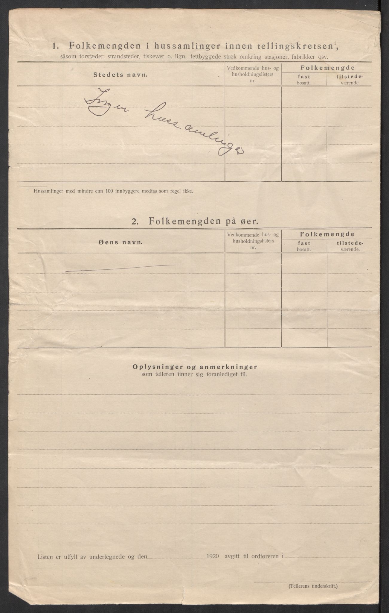 SAT, Folketelling 1920 for 1540 Hen herred, 1920, s. 9