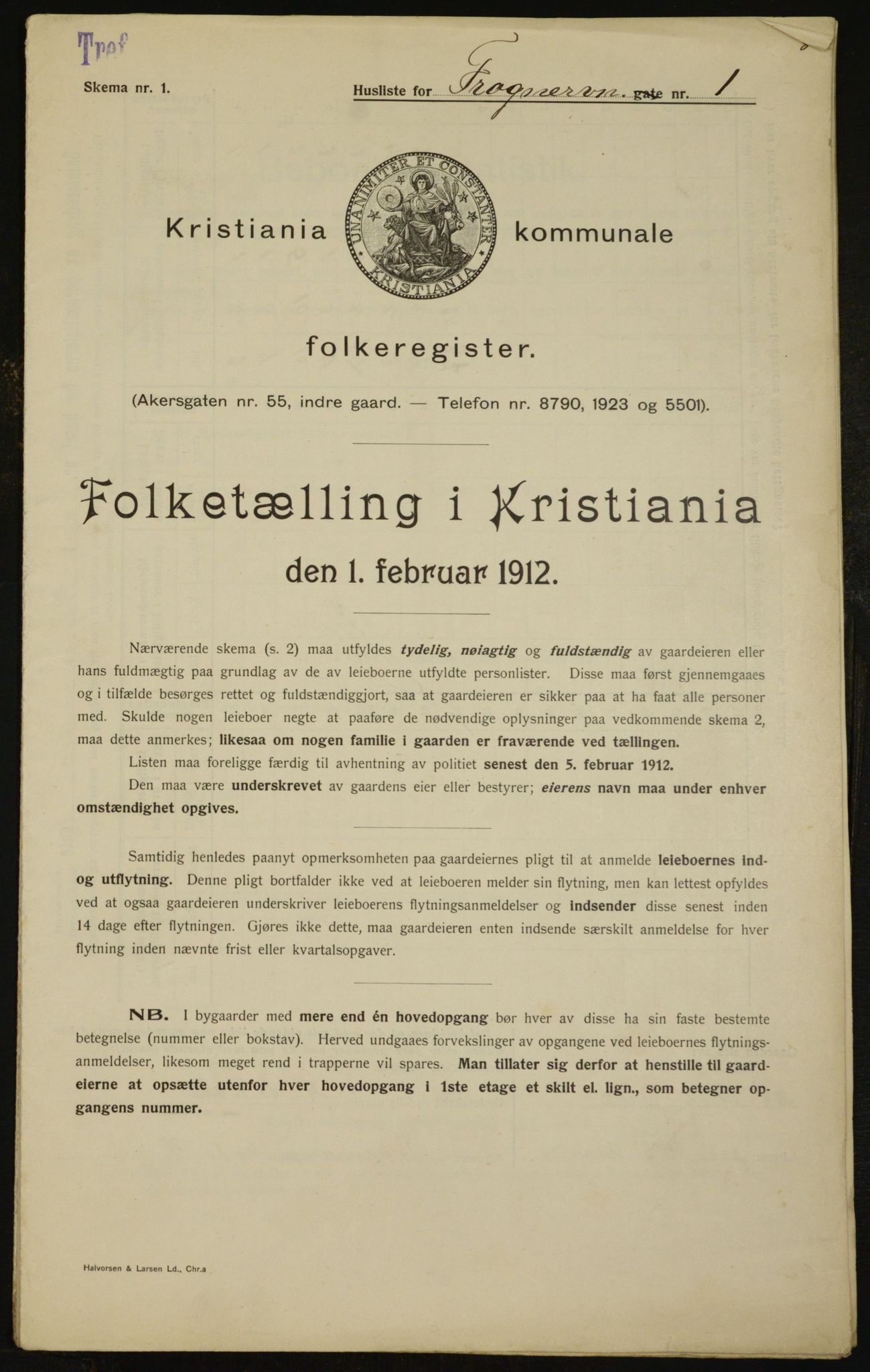 OBA, Kommunal folketelling 1.2.1912 for Kristiania, 1912, s. 26927